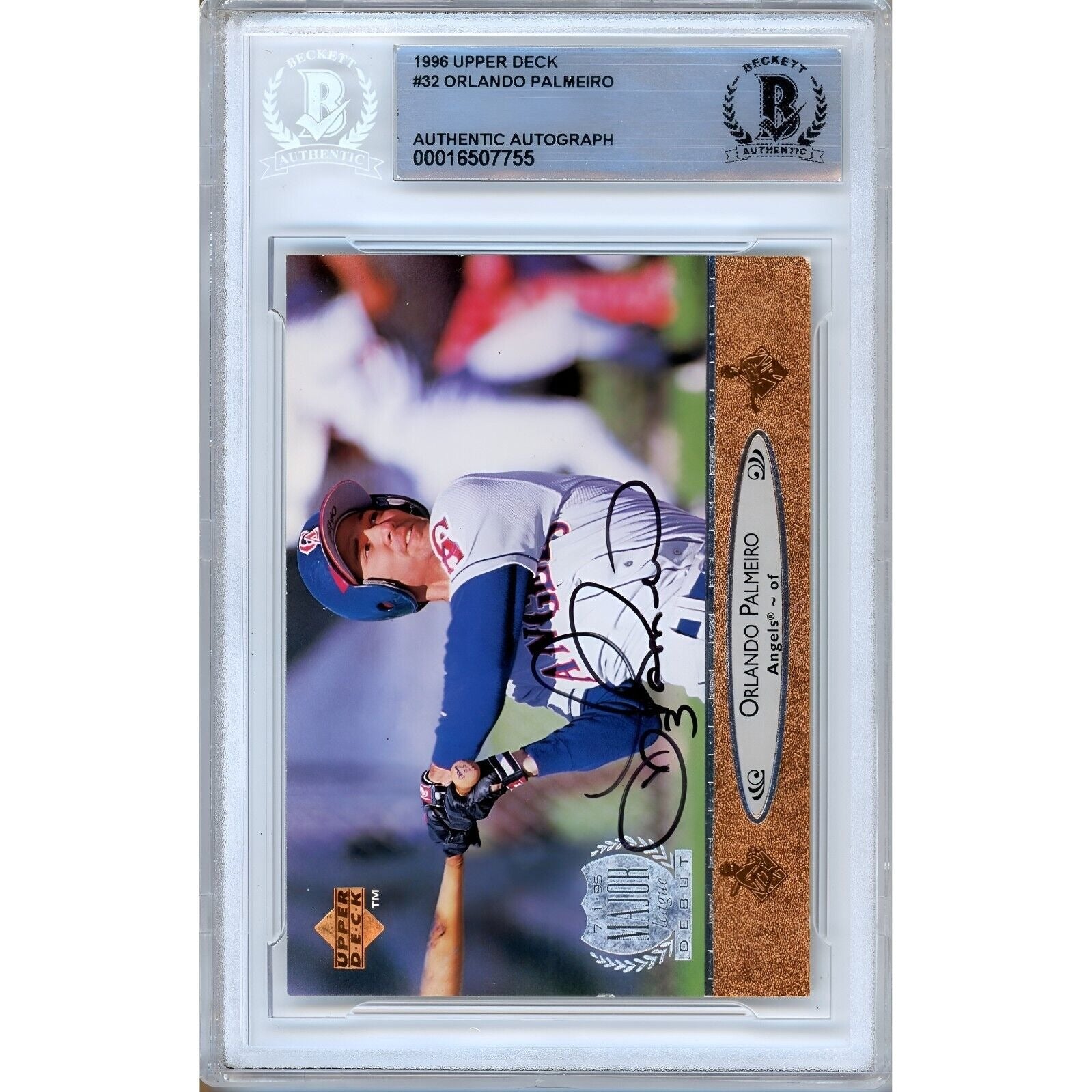 Orlando Palmeiro La Angels signed trading card – signature close-up – Beckett COA