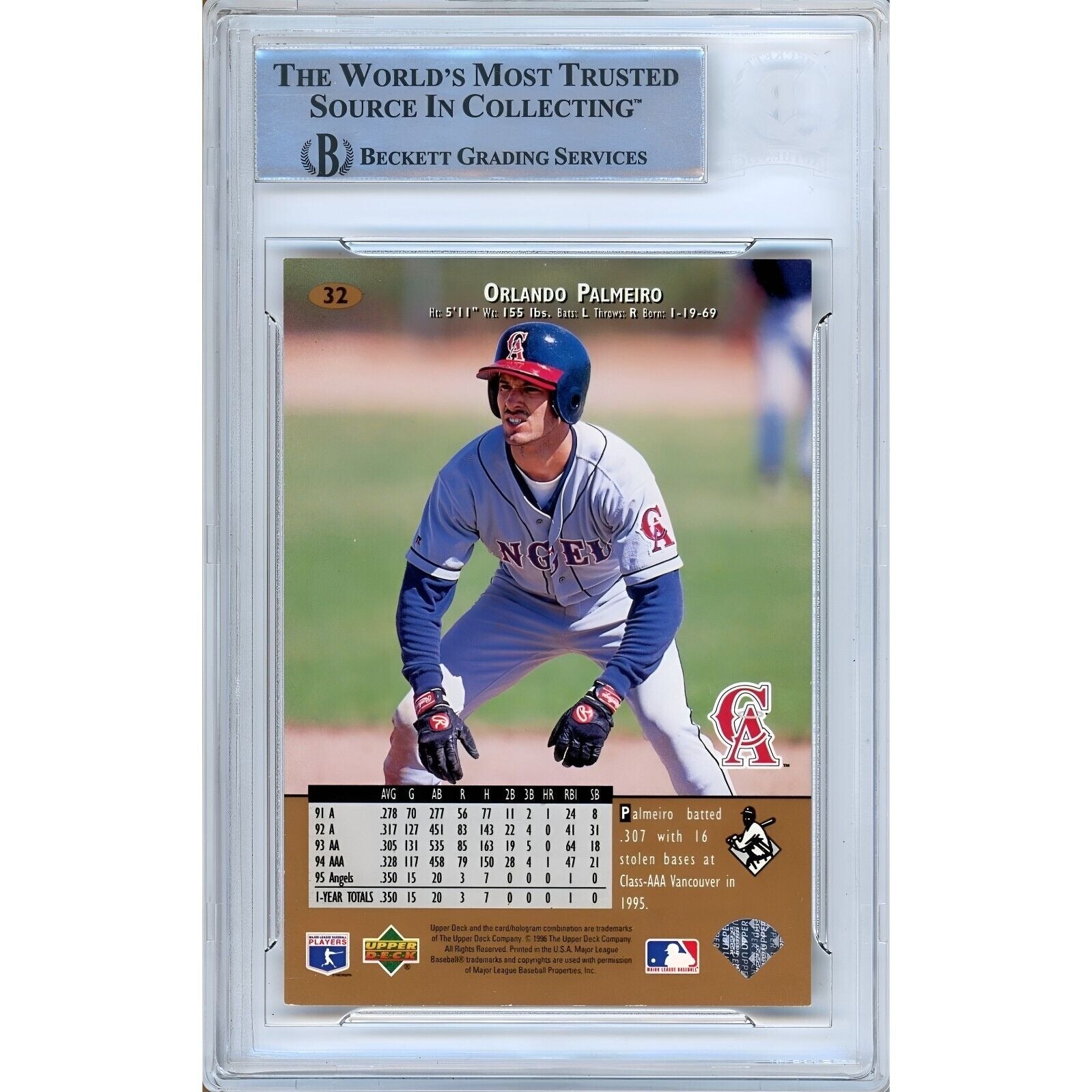 Orlando Palmeiro La Angels auto trading card – authentication sticker – Beckett COA