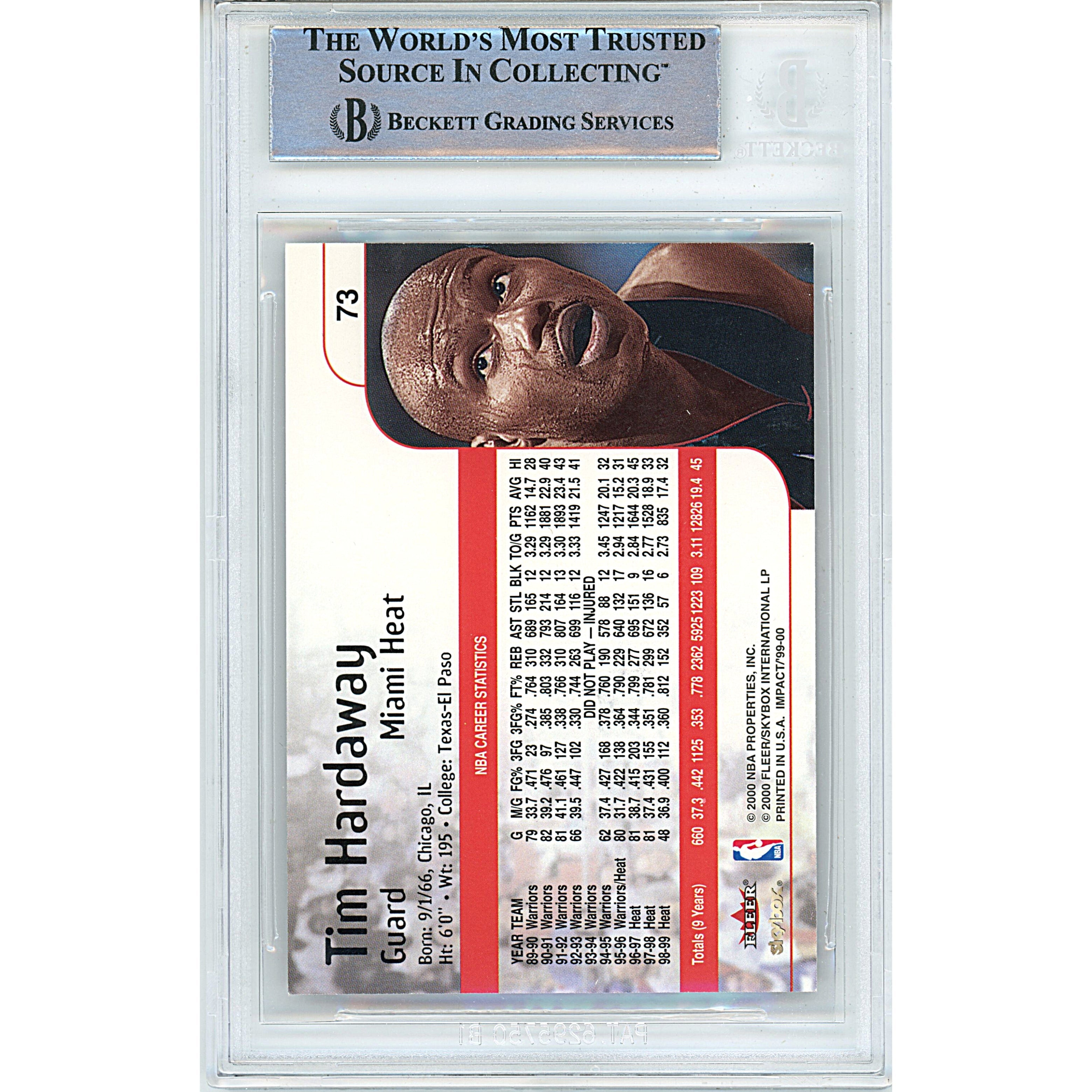 Tim Hardaway Signed Miami Heat Autograph Trading Card Beckett BGS
