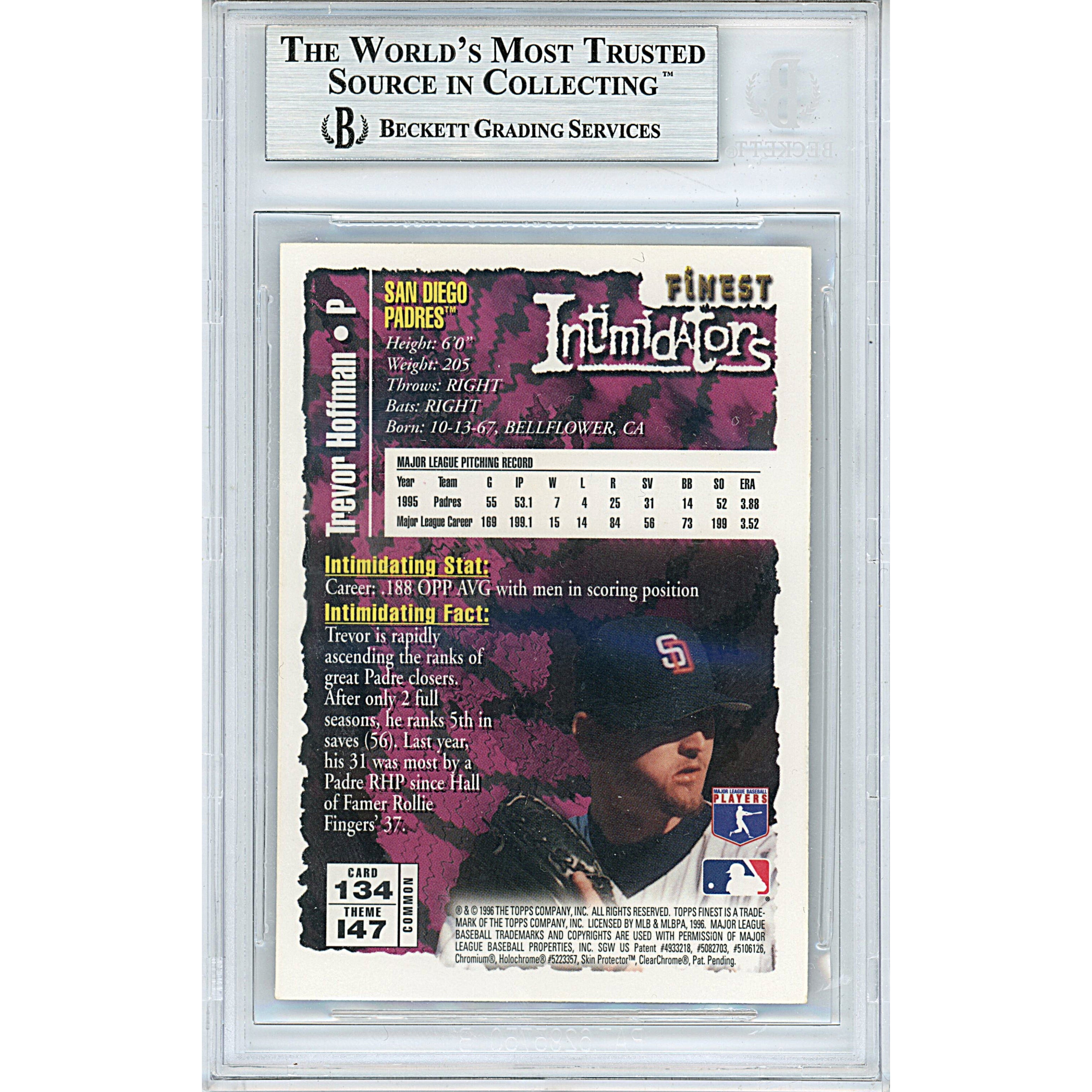 Trevor Hoffman Signed San Diego Trading Card Beckett BGS