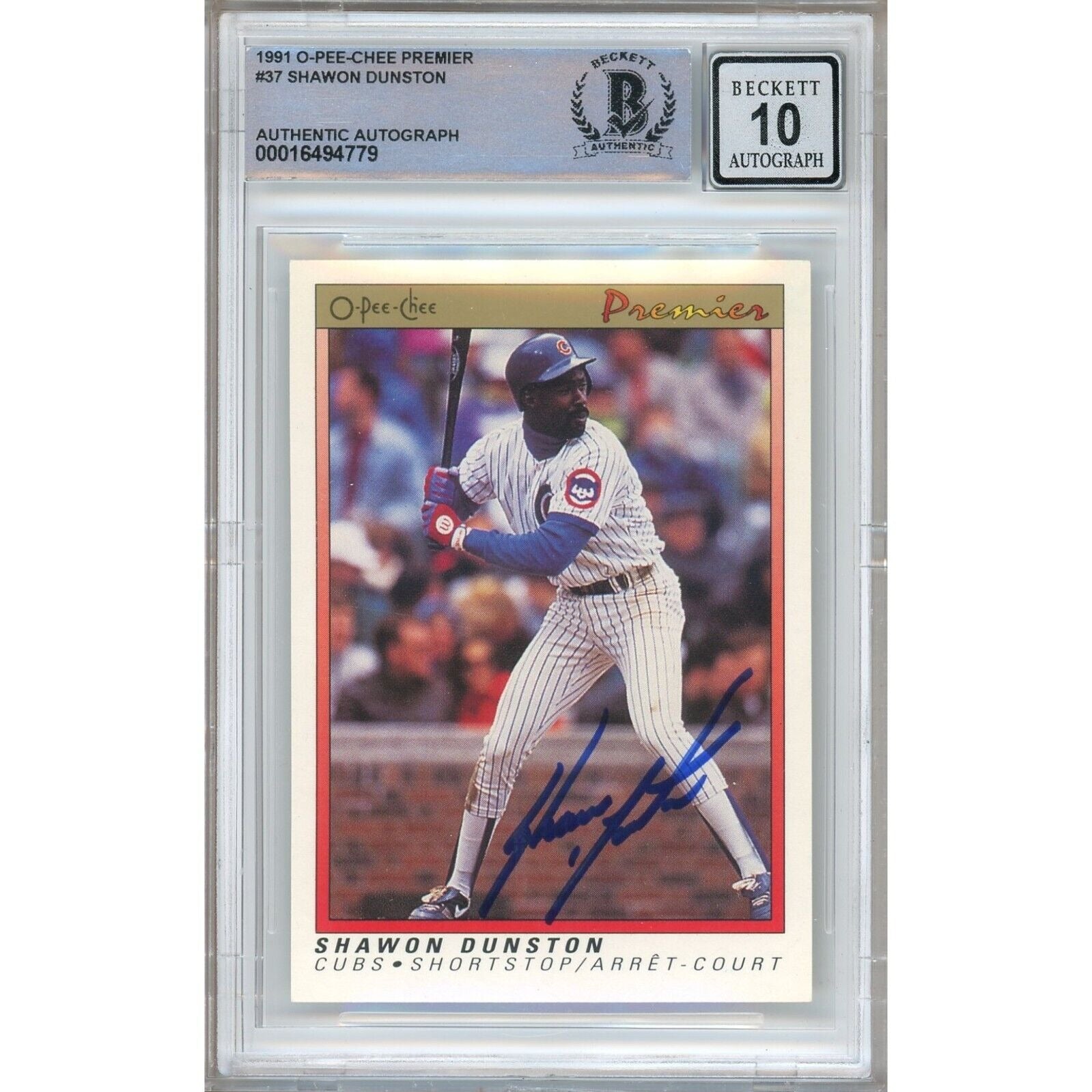 Shawon Dunston Chicago Cubs Signed Autographed Trading Card Beckett BGS
