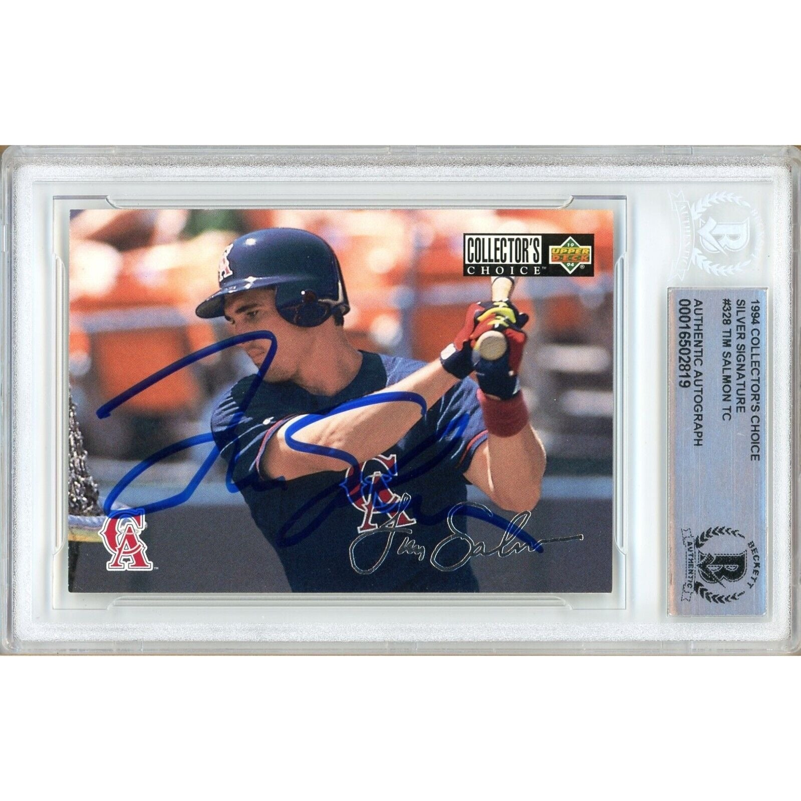 Tim Salmon La Angels autographed trading card – full view – Beckett COA