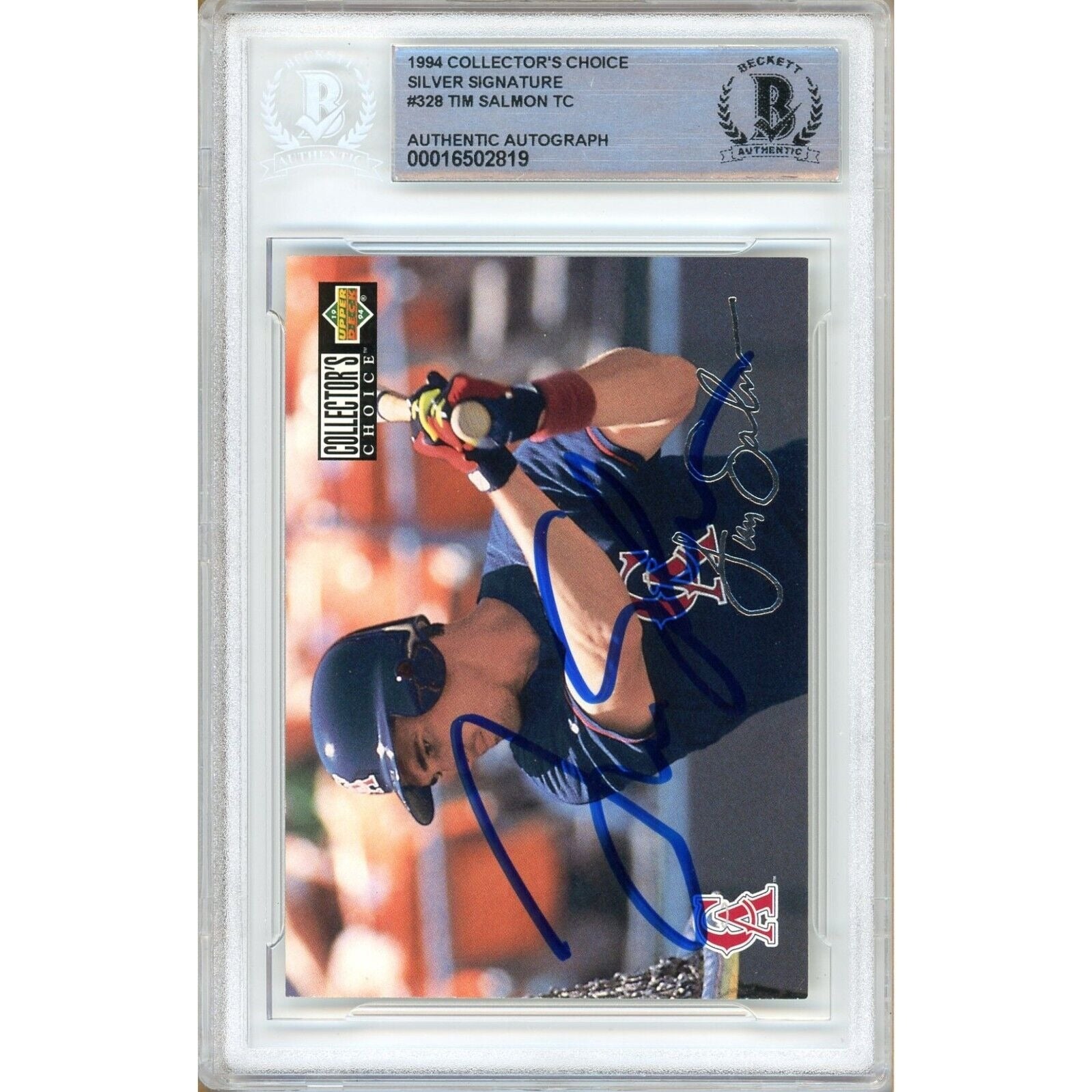 Tim Salmon La Angels signed trading card – signature close-up – Beckett COA