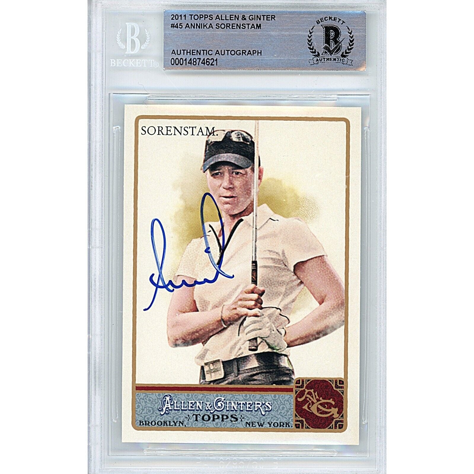 2011 Topps #45 Annika Sorenstam Golf Autographed Trading Card – Beckett BAS