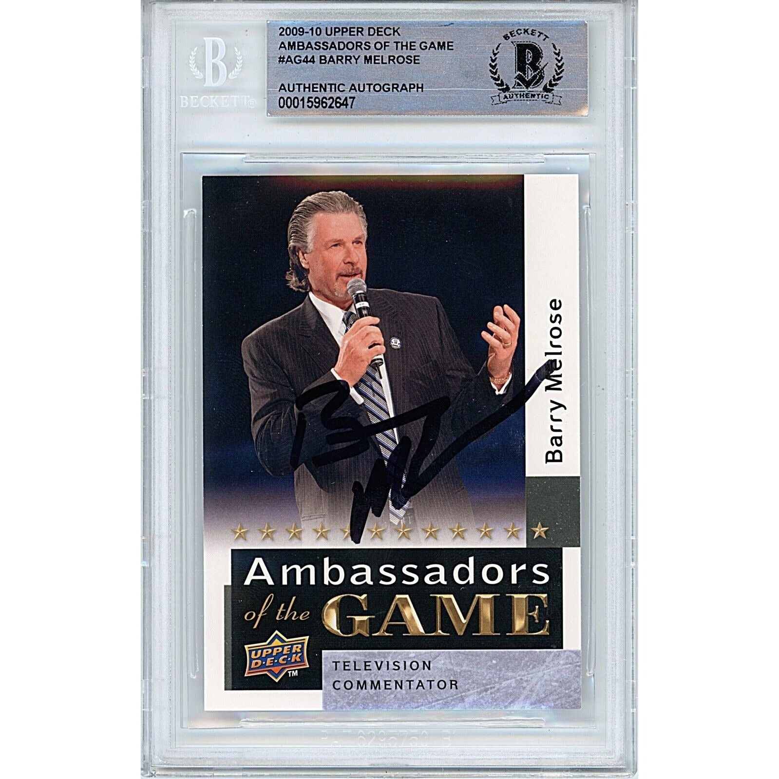 2009 Upper Deck Barry Melrose ESPN Autographed Trading Card – Beckett BAS