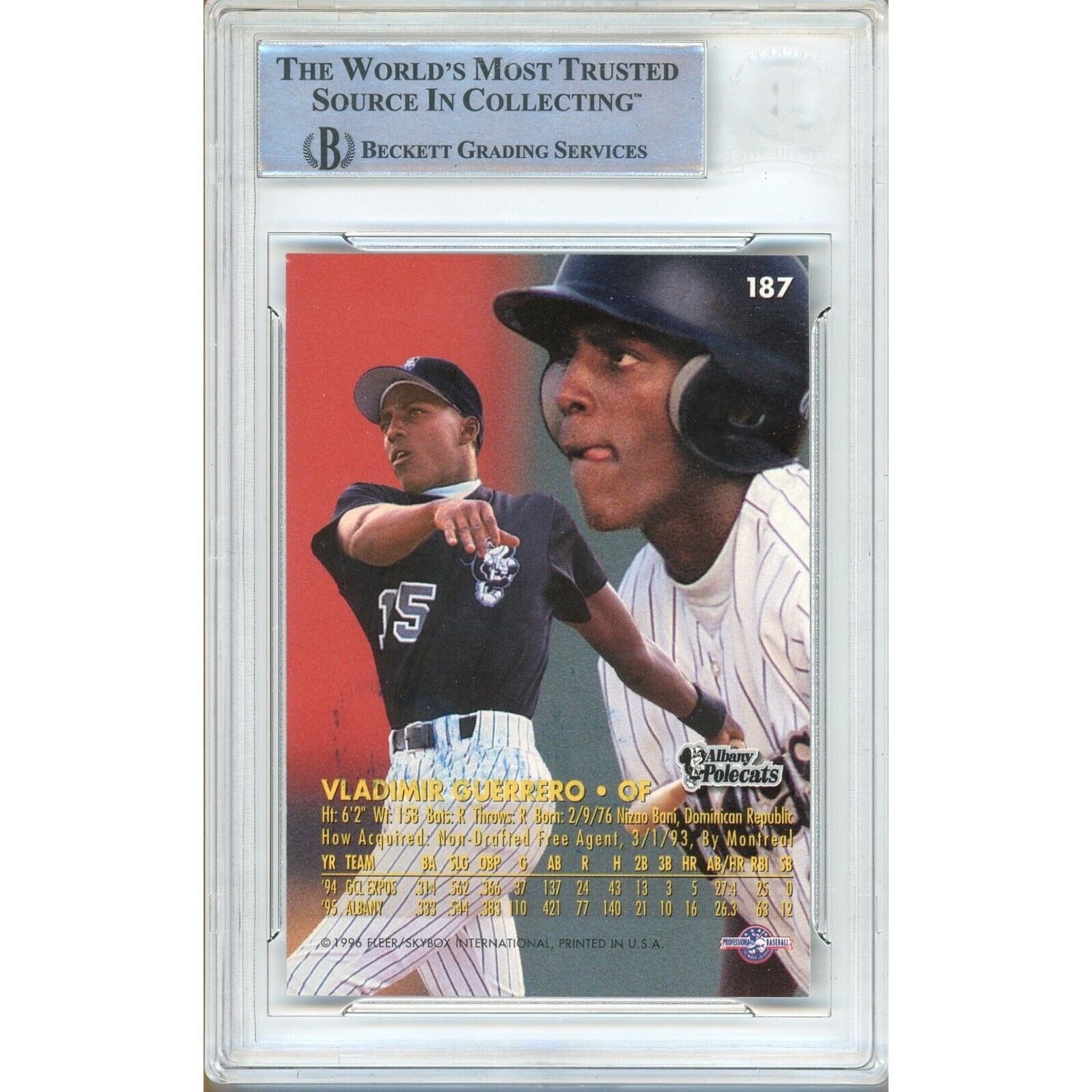 Vladimir Guerrero Montreal Expos signed trading card – signature close-up – Beckett COA