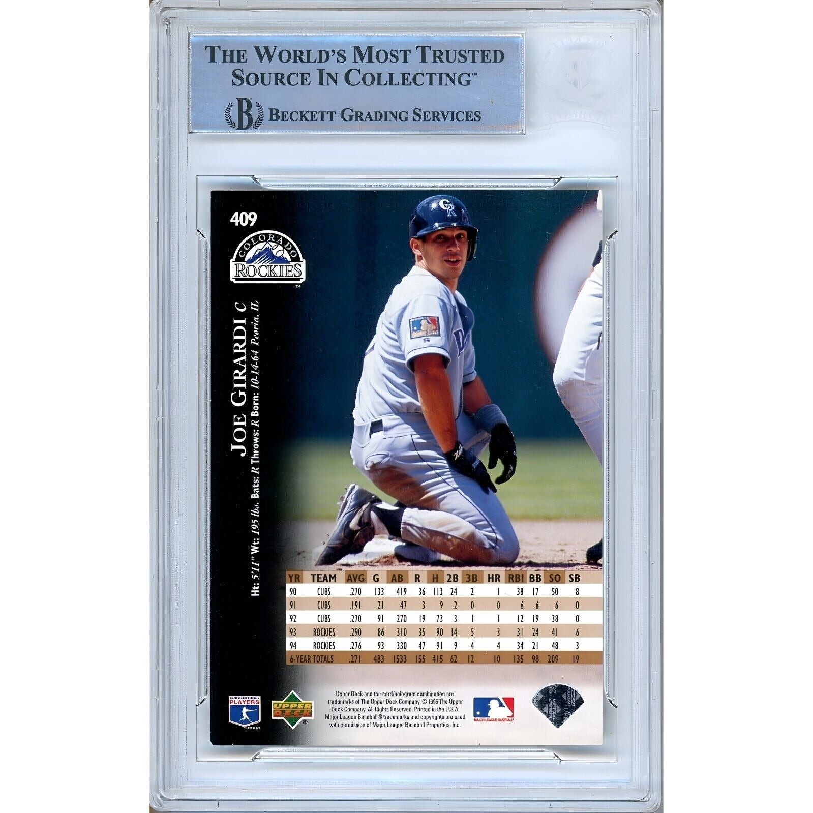 Joe Girardi Upper Deck Signed Trading Card Beckett BAS