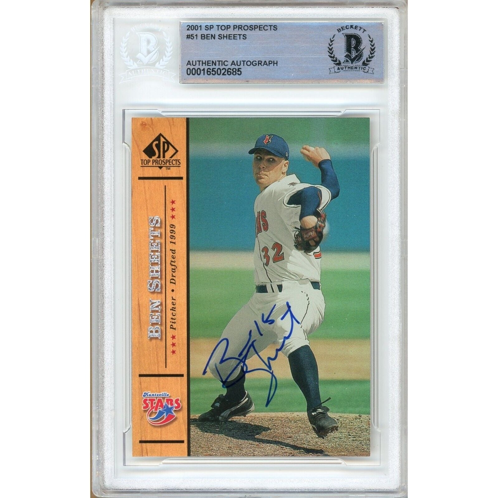 2001 #51 Ben Sheets Milwaukee Brewers Autographed Trading Card – Beckett BAS