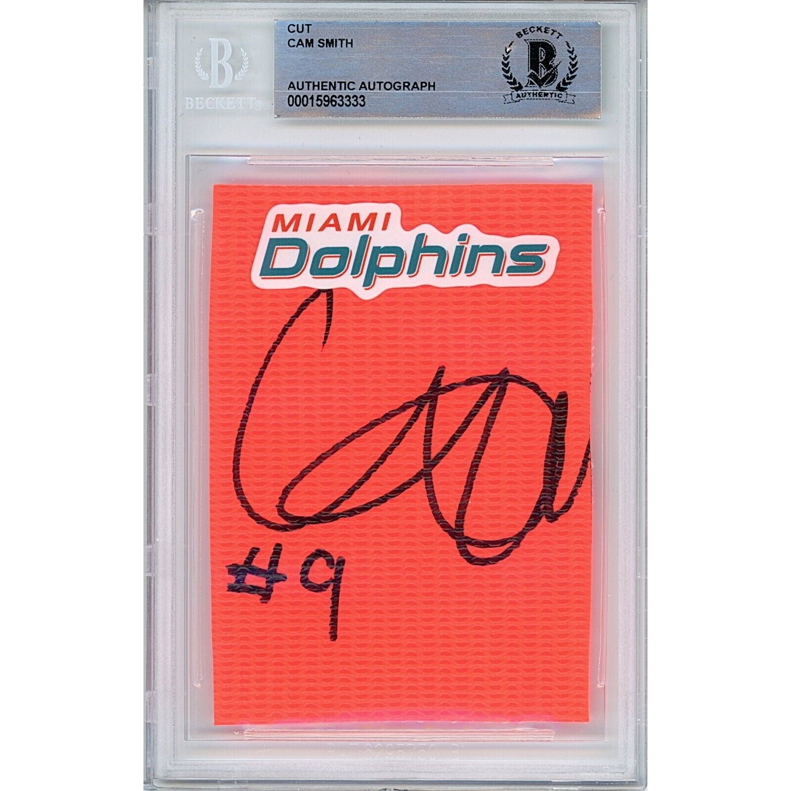 Cam Smith Miami Dolphins Autographed Trading Card Beckett BAS