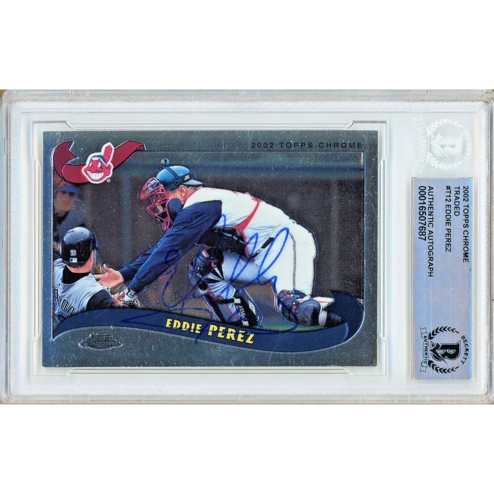 Eddie Perez Topps Chrome Traded Autographed Trading Card Beckett BAS