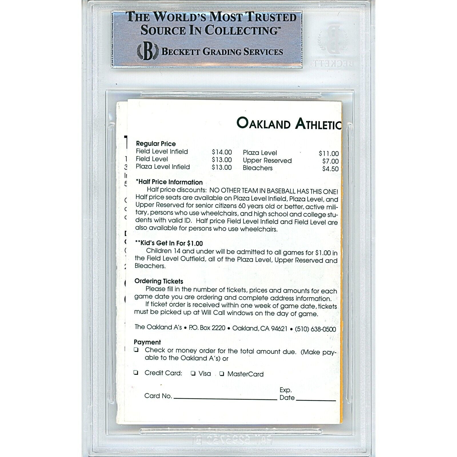 Jason Giambi Oakland Athletics signed trading card – signature close-up – Beckett COA