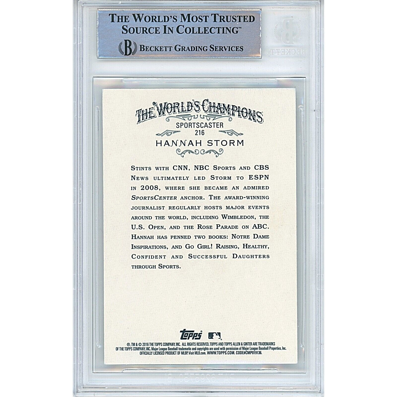 Hannah Storm Espn signed trading card – signature close-up – Beckett COA