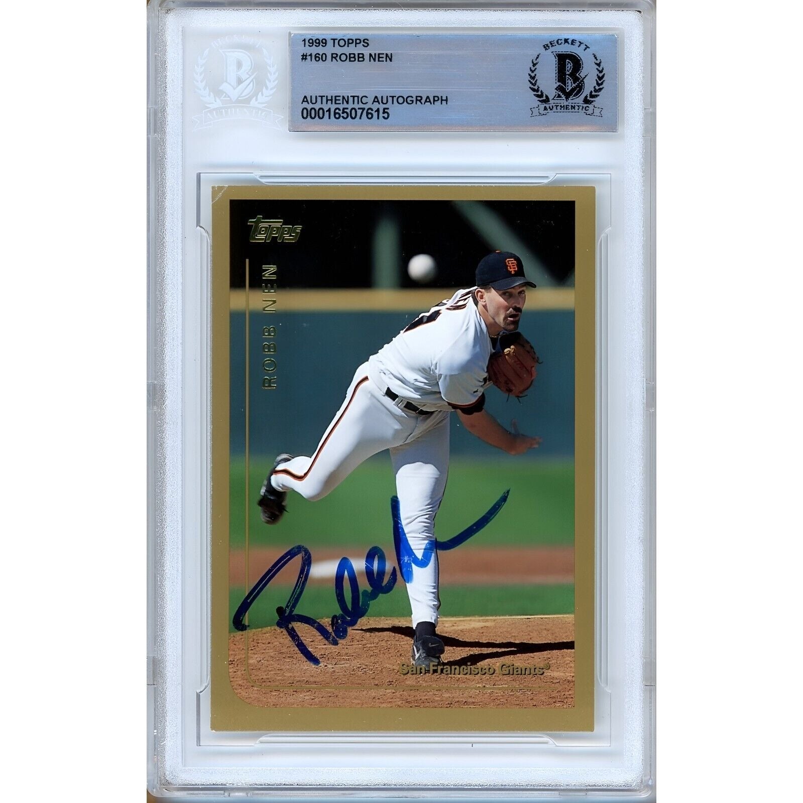Robb Nen San Francisco Giants autographed trading card – full view – Beckett COA