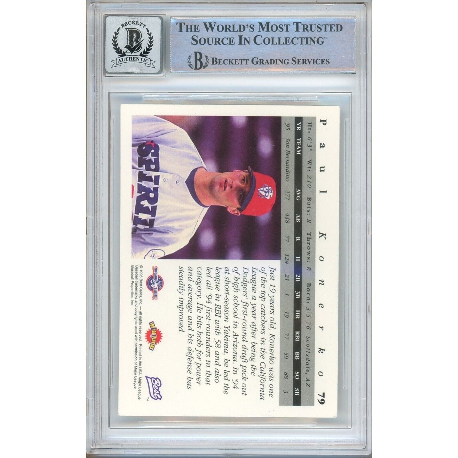 Paul Konerko Los Angeles Dodgers auto trading card – authentication sticker – Beckett COA