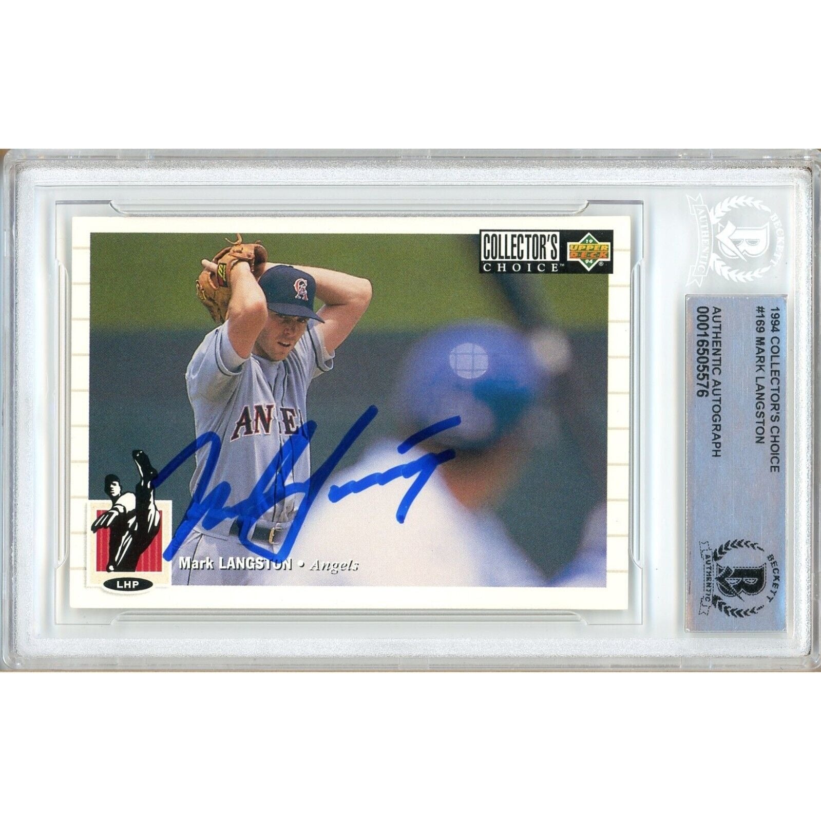 Mark Langston La Angels autographed trading card – full view – Beckett COA