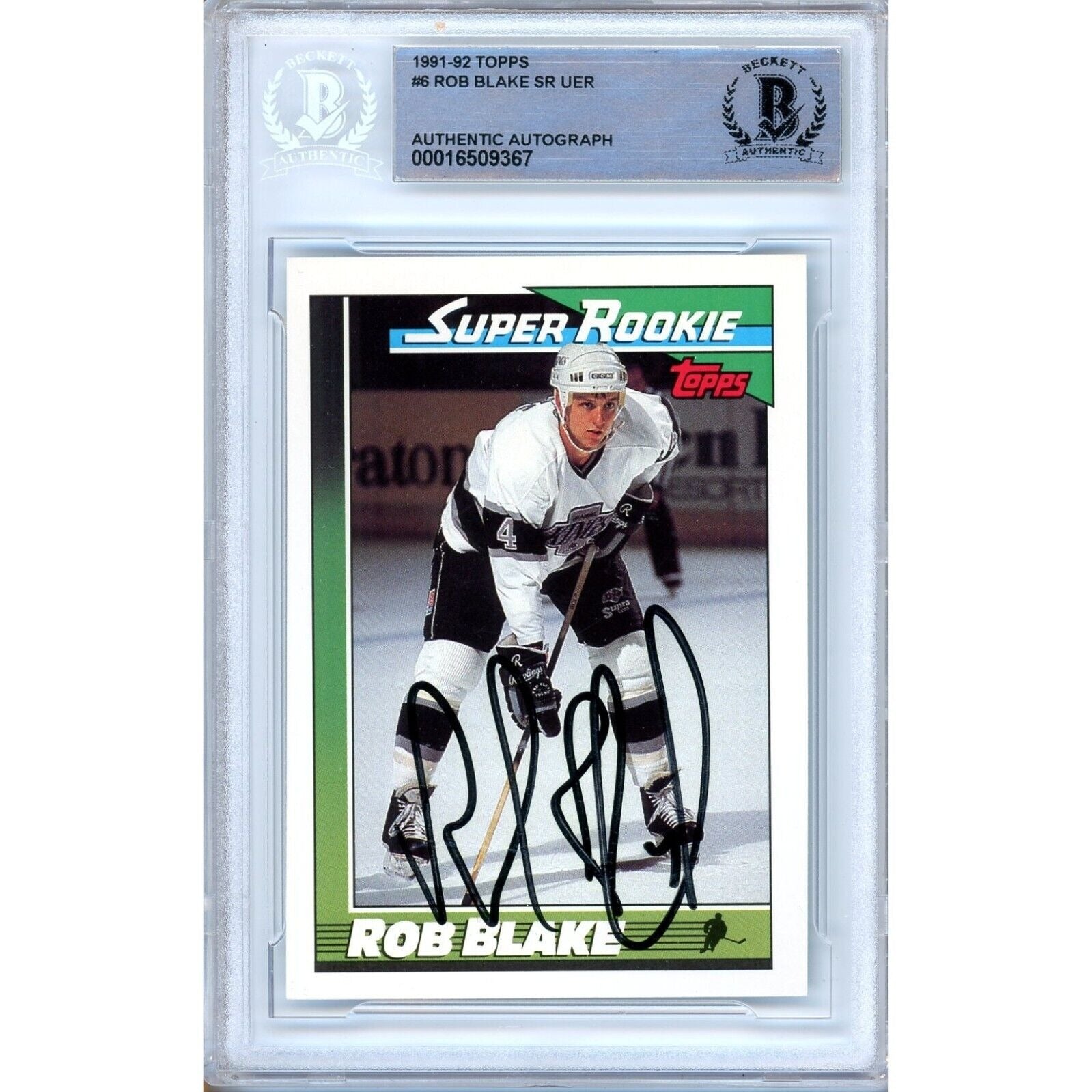 Rob Blake Los Angeles Kings autographed trading card – full view – Beckett COA