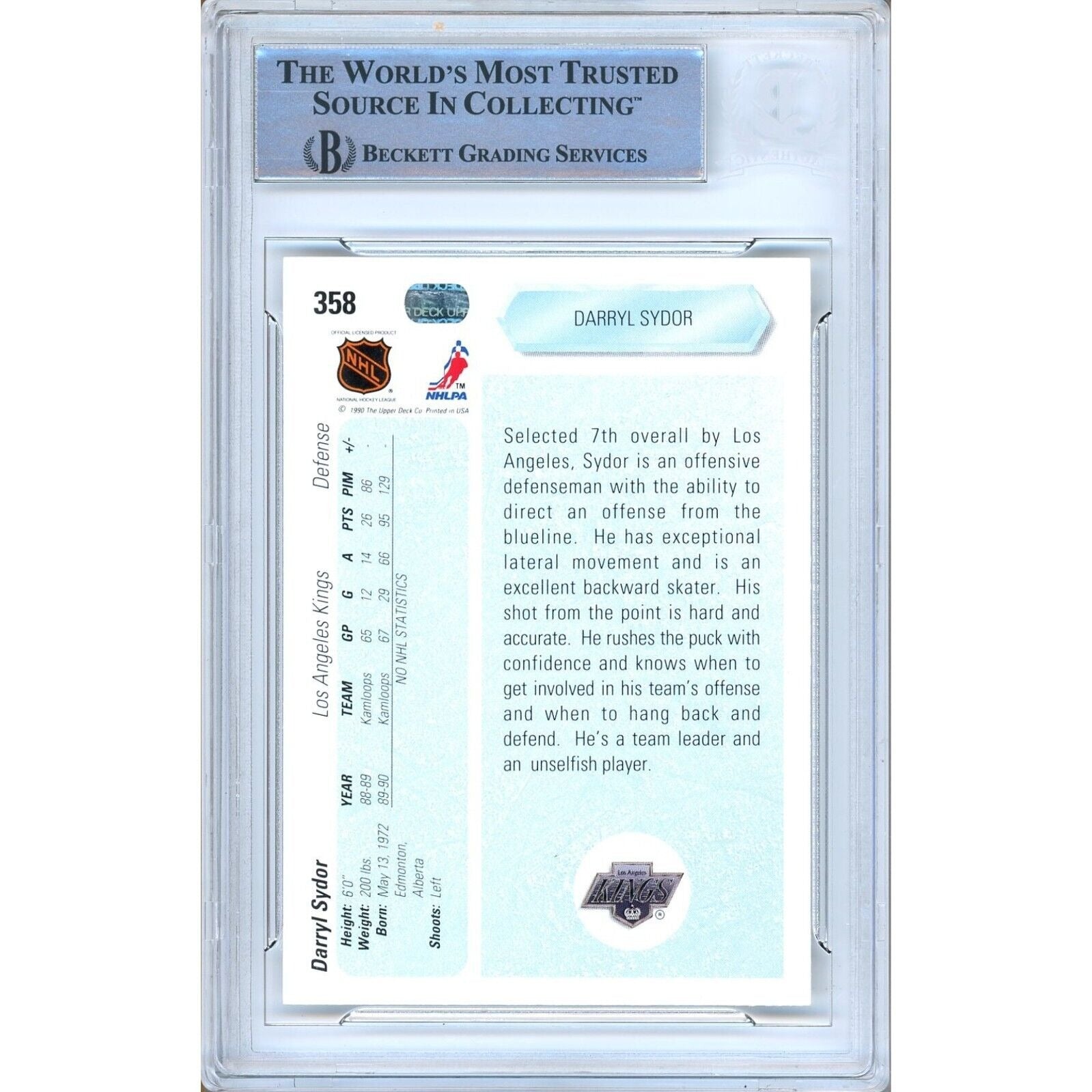 Darryl Sydor Upper Deck Signed Trading Card Beckett BAS