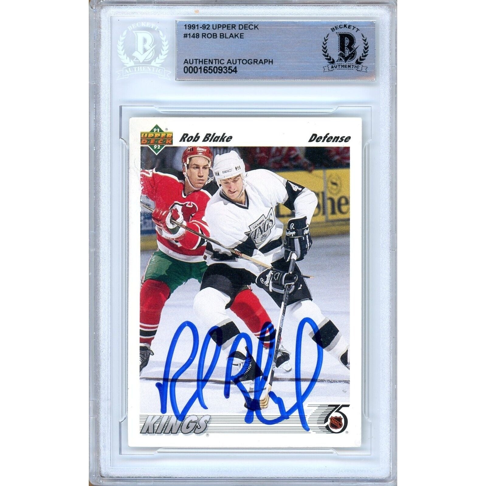 Rob Blake La Kings autographed trading card – full view – Beckett COA