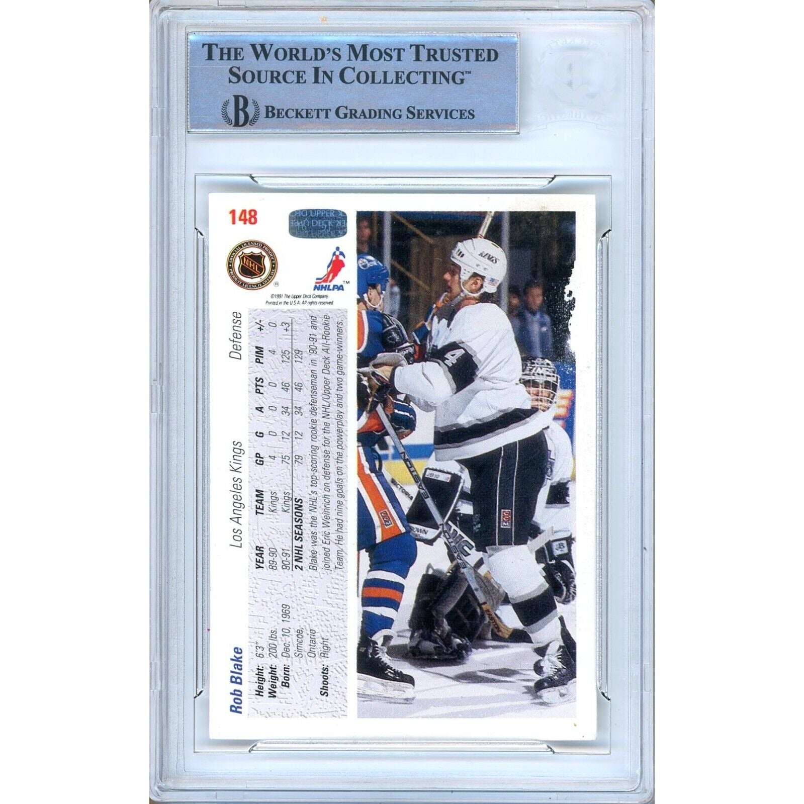 Rob Blake La Kings signed trading card – signature close-up – Beckett COA