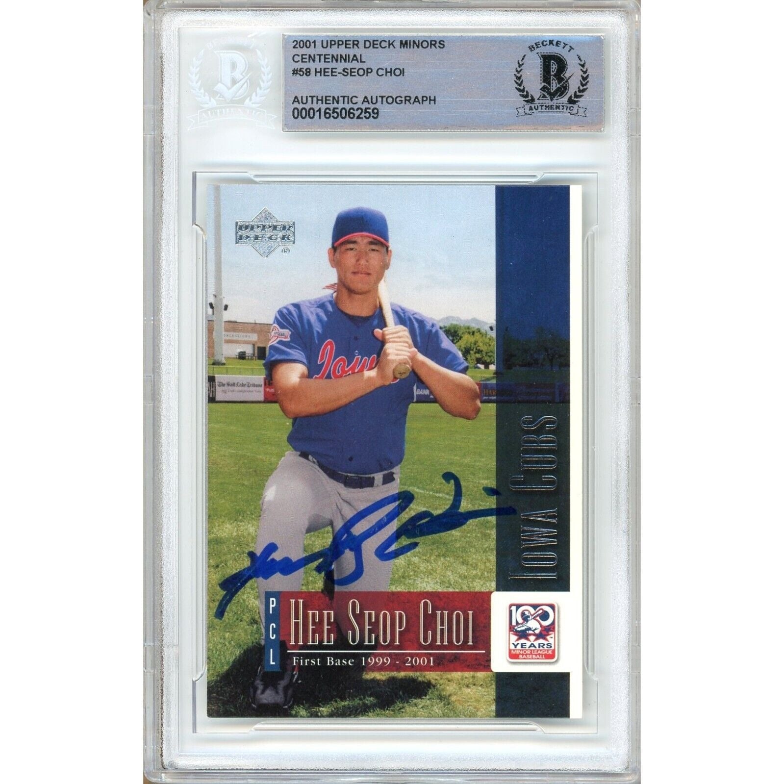 2001 Upper Deck #00016506259 Cubs Autographed Trading Card – Beckett BAS