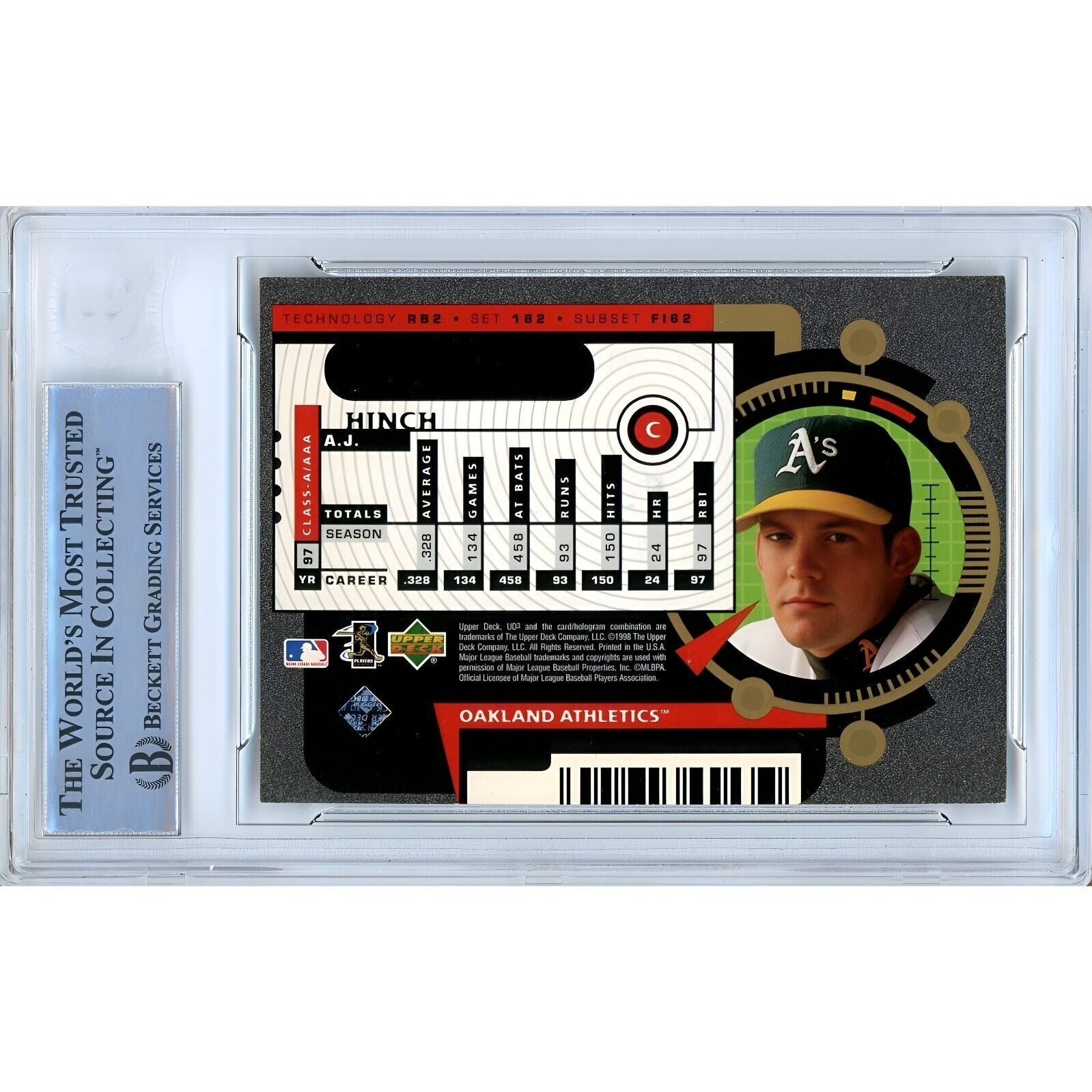 1998 #182 AJ Hinch Oakland Athletics Autograph Trading Card – Beckett BAS