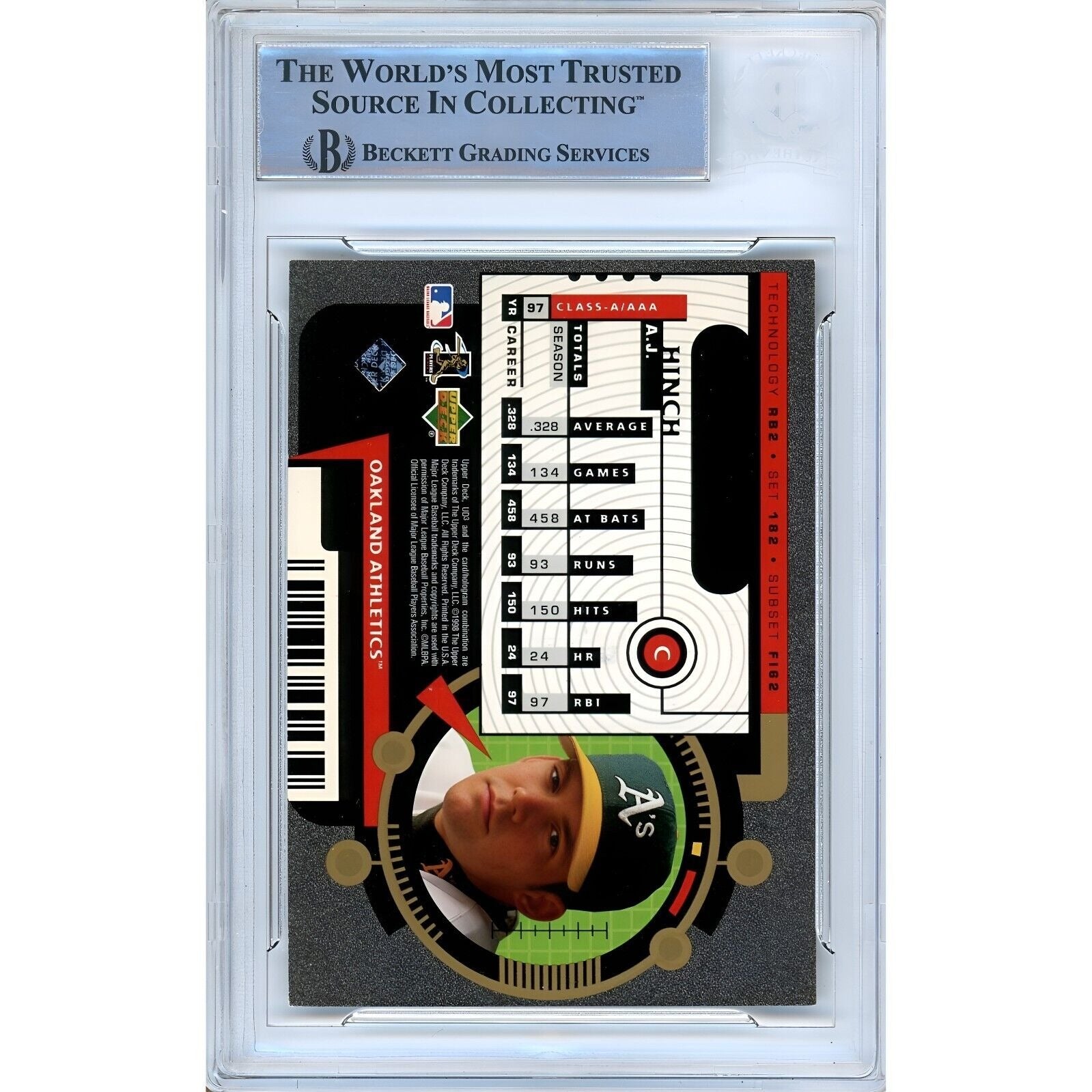 1998 #182 AJ Hinch Oakland Athletics Auto Trading Card – Beckett BAS