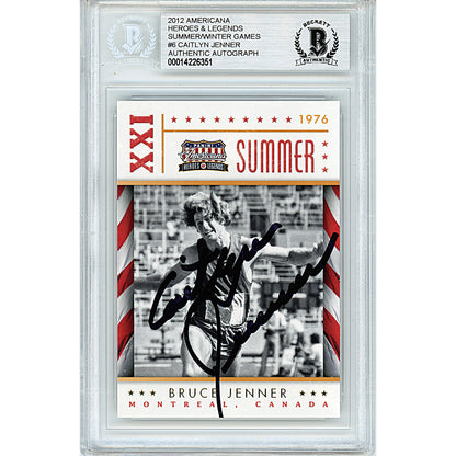 Olympics- Autographed- Caitlyn Jenner aka Bruce Jenner Signed Team USA 2012 Panini Americana Heroes and Legends Summer Winter Games Trading Card Beckett Slabbed 00014226351 - 101