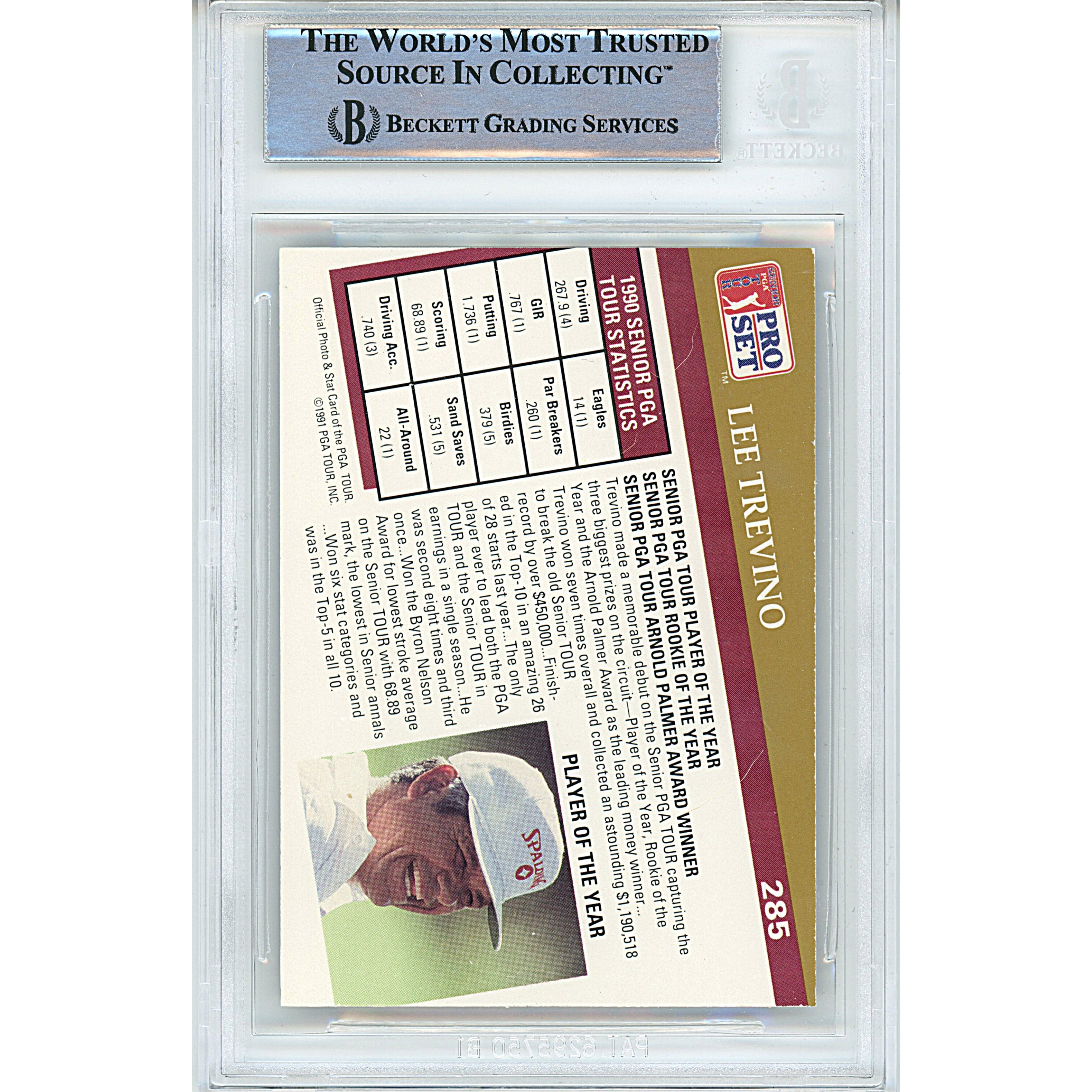 1991 PGA Tour Pro Set Lee Trevino Autograph Trading Card – Beckett BAS.