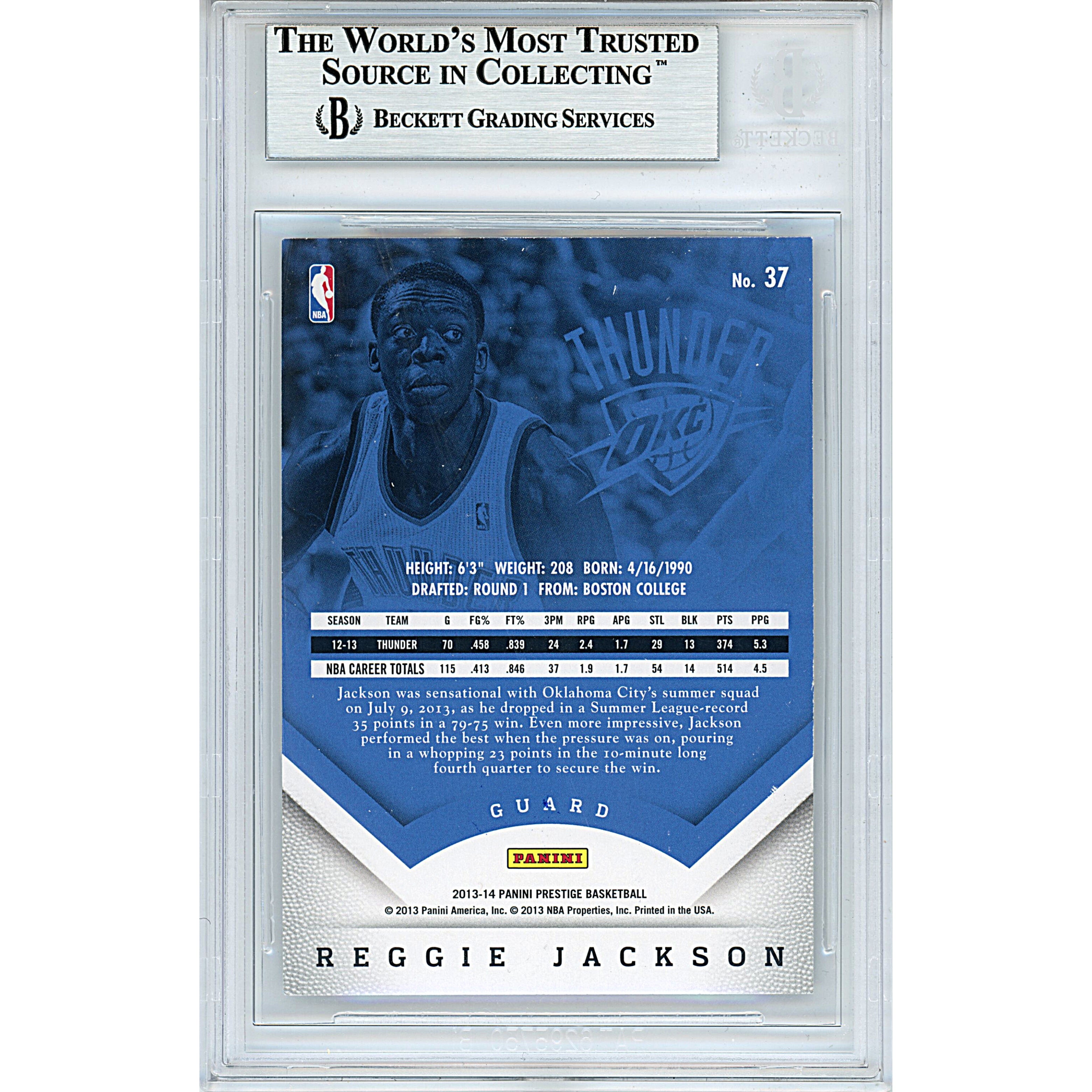 Reggie Jackson signed trading card – signature close-up – Beckett COA