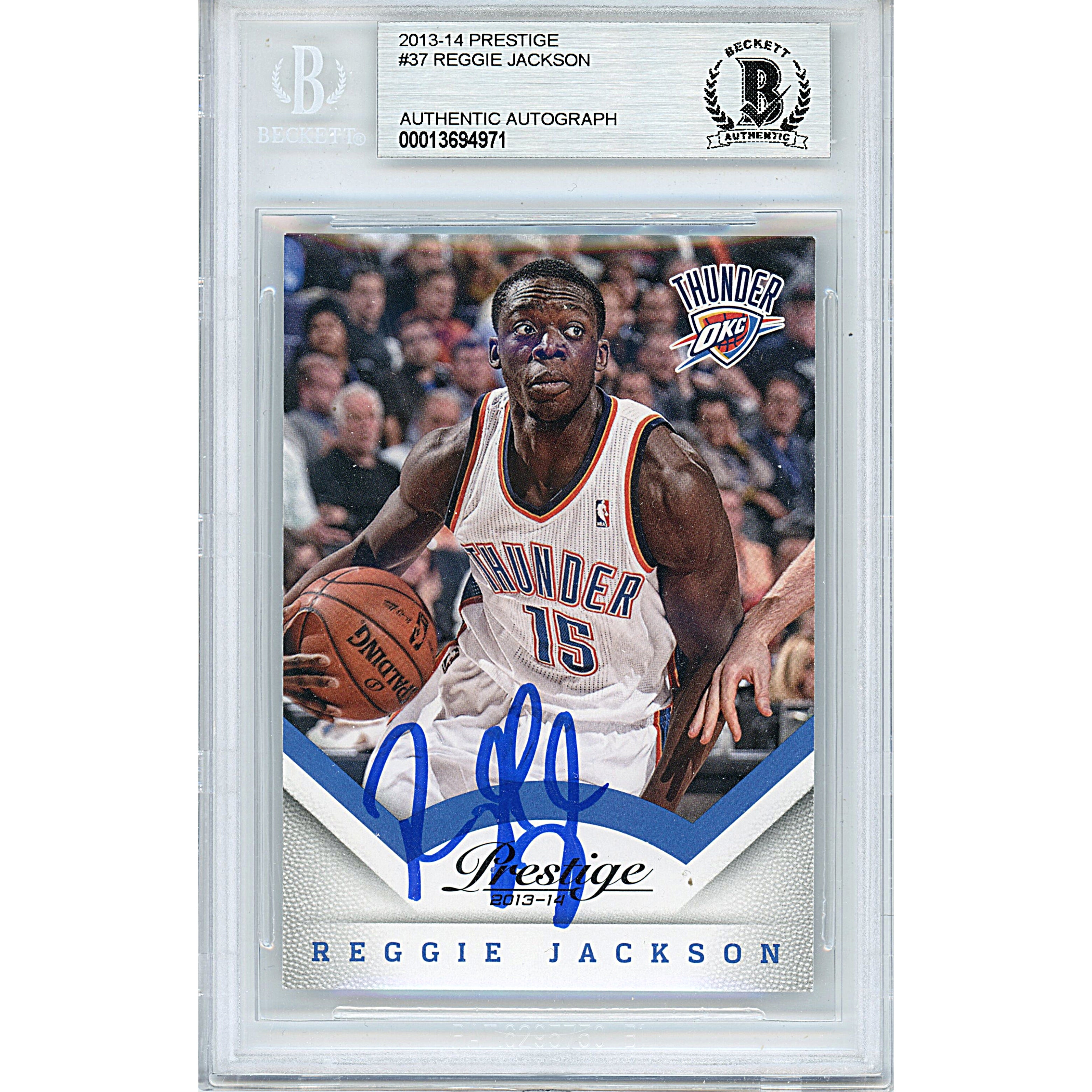 Reggie Jackson autographed trading card – full view – Beckett COA