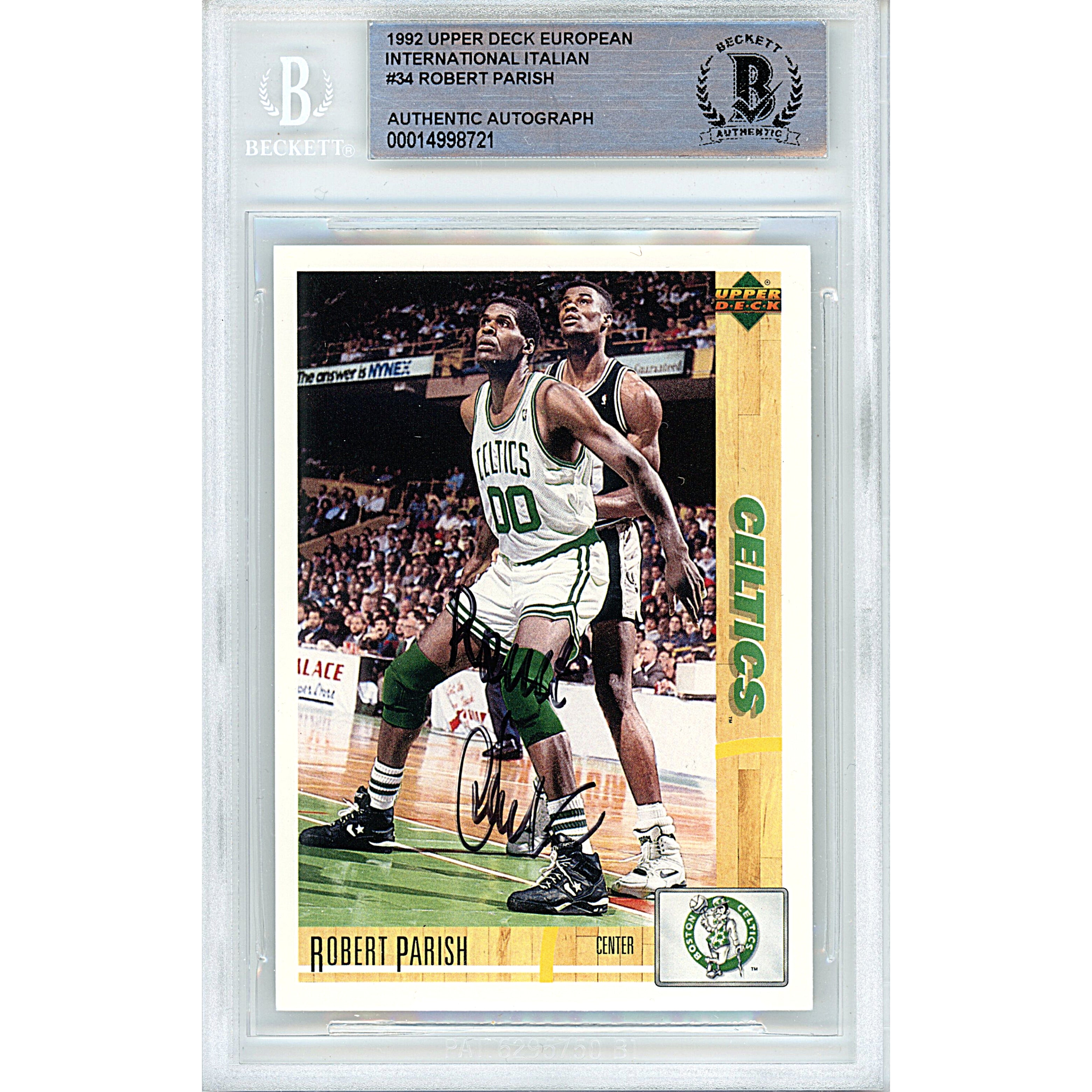 Robert Parish autographed trading card – full view – Beckett COA