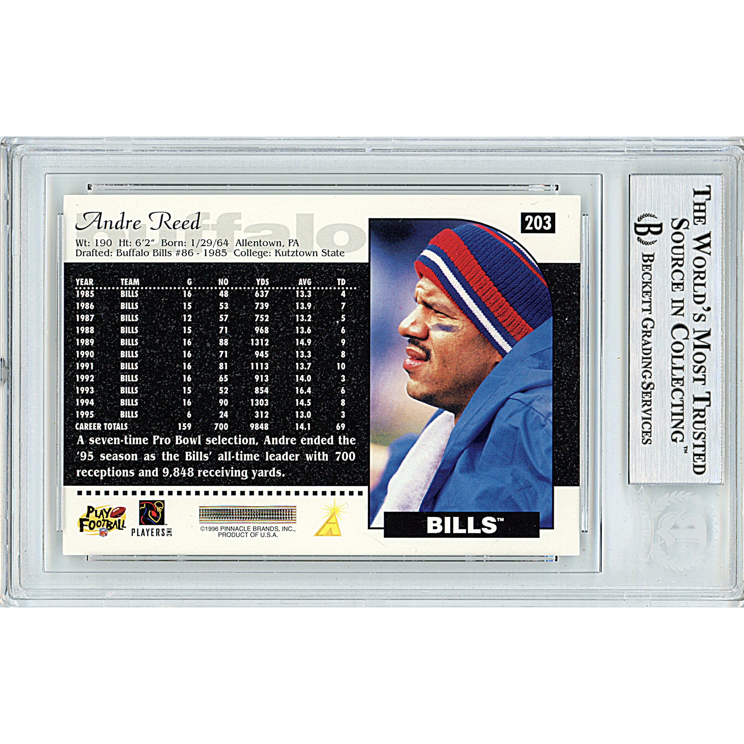 1996 Score Andre Reed Signed Trading Card – Beckett BAS