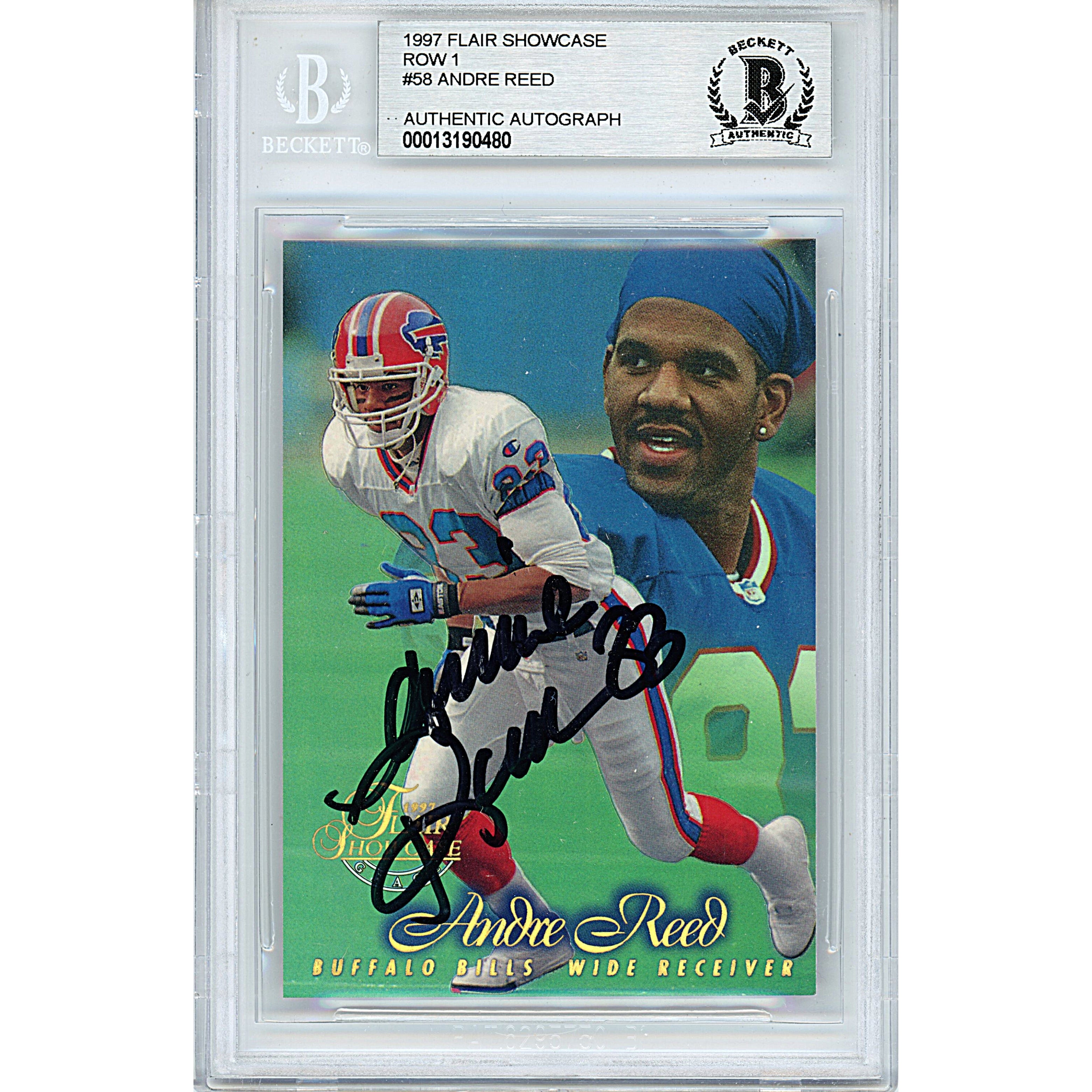 Andre Reed Signed Buffalo Bills 1997 Flair Football Card Beckett