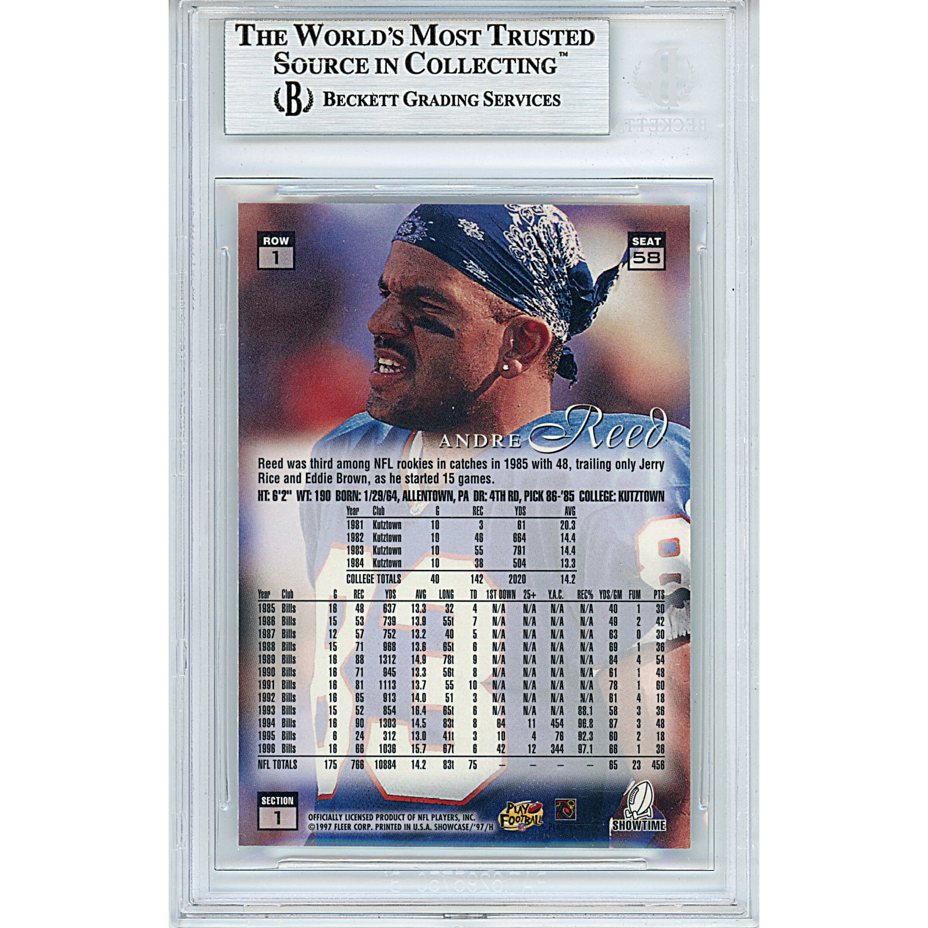 1997 Andre Reed Signed Trading Card – Beckett BAS