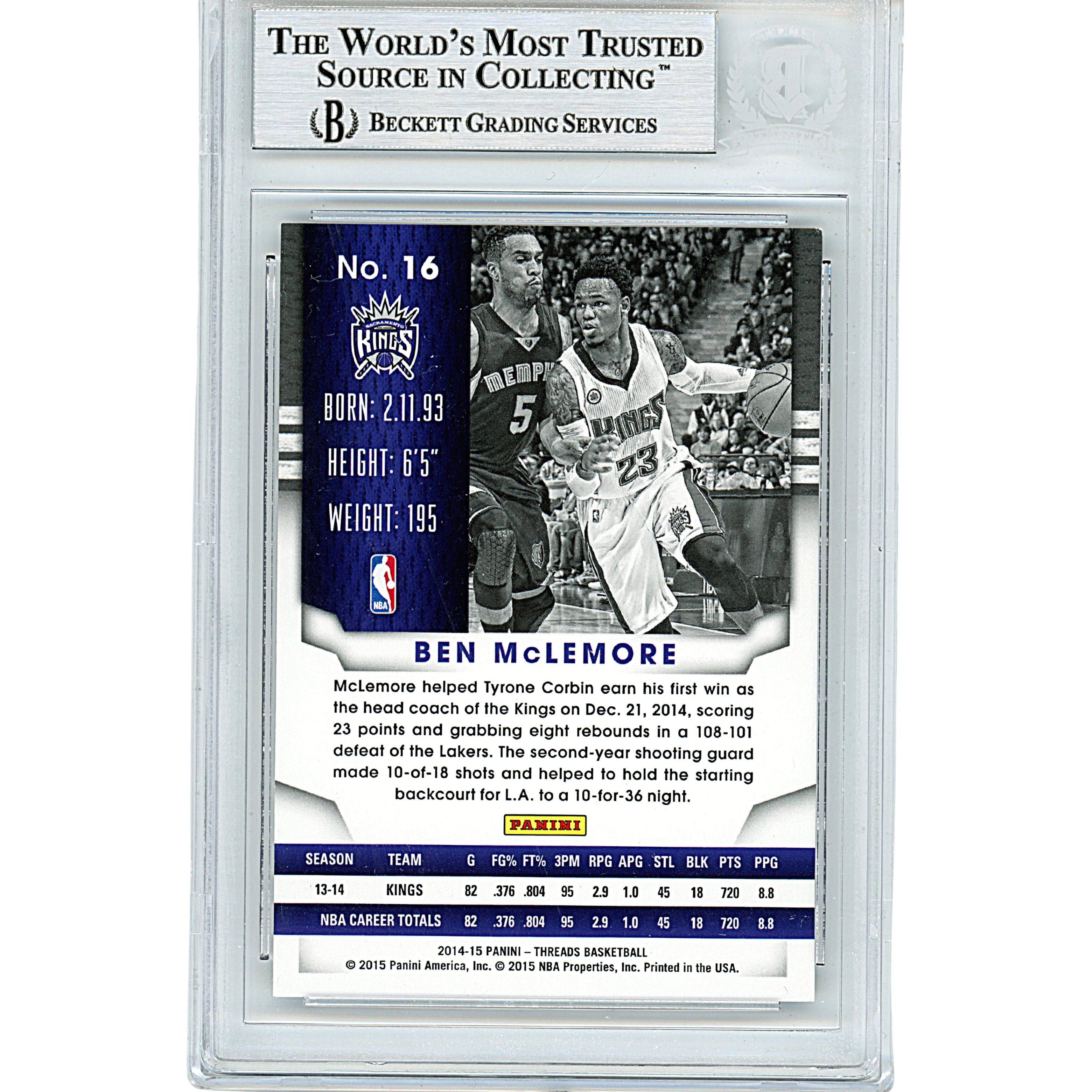2014 Panini #16 Ben Mclemore Signed Trading Card – Beckett BAS