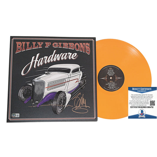 Music- Autographed- Billy Gibbons of ZZ Top Signed Hardware Tangerine Vinyl Record Album Cover Beckett BAS Authentication 201