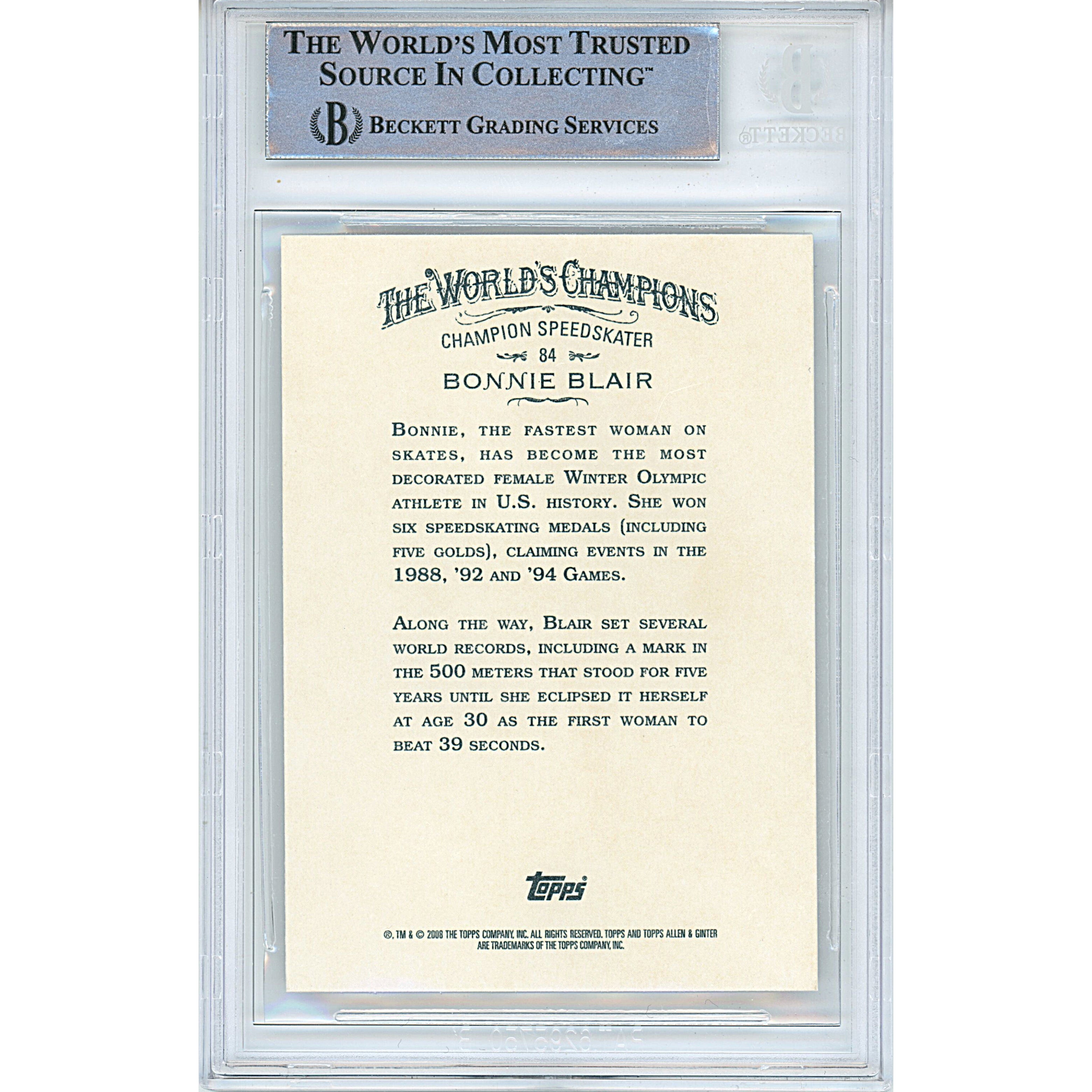 2008 Topps Bonnie Blair Signed Trading Card – Beckett BAS