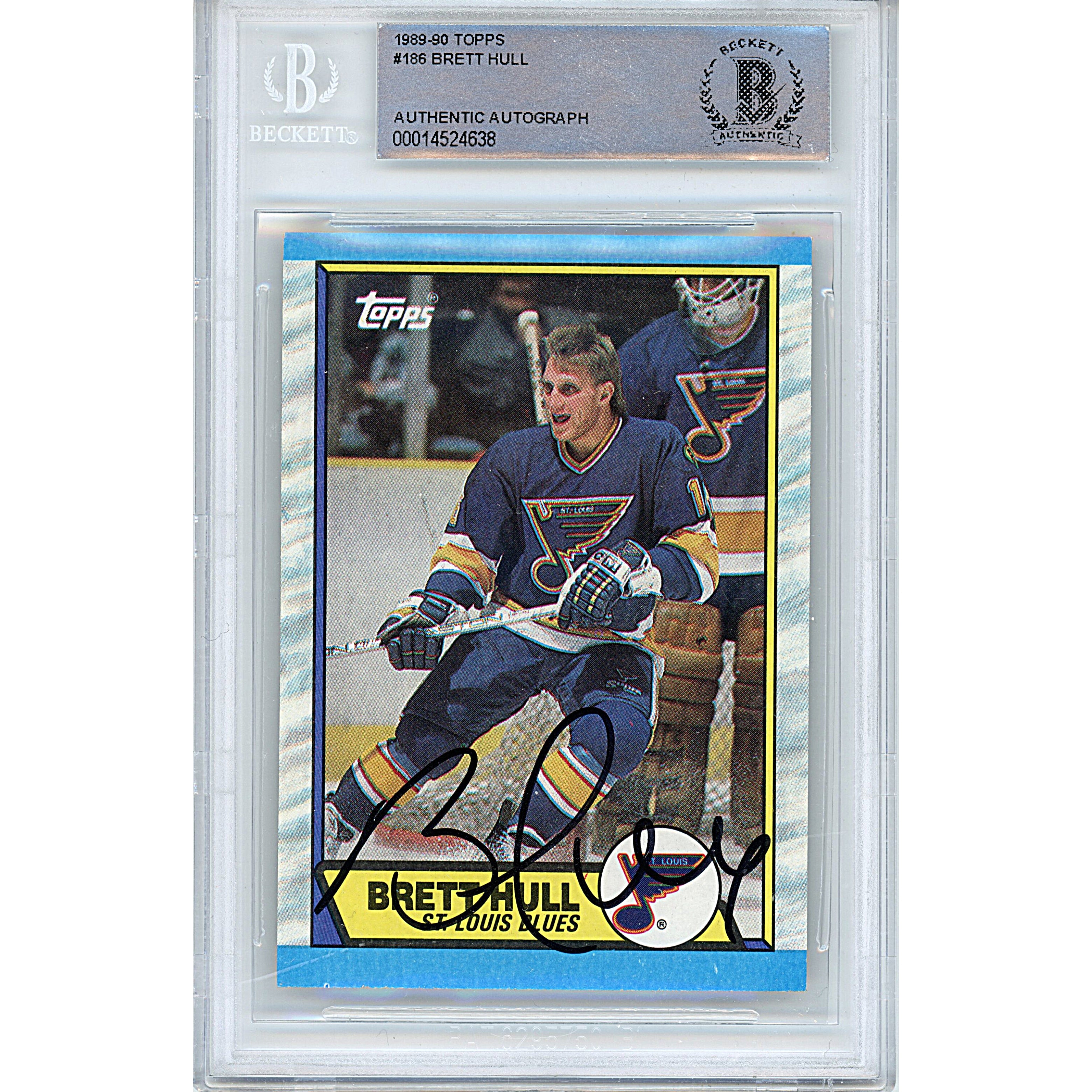 1989 Topps #117 Brett Hull Autographed Trading Card – Beckett BAS