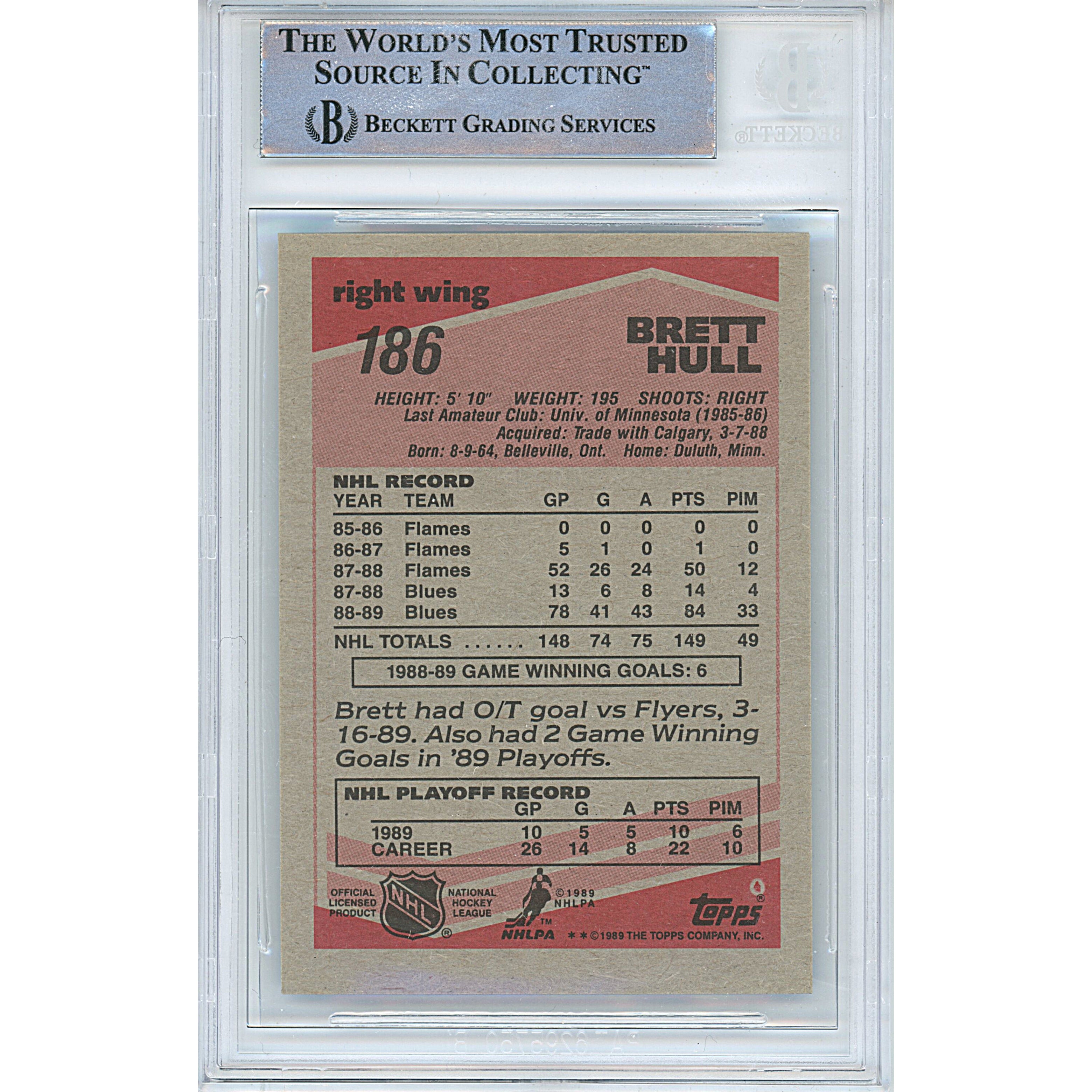 1989 Topps #117 Brett Hull Signed Trading Card – Beckett BAS