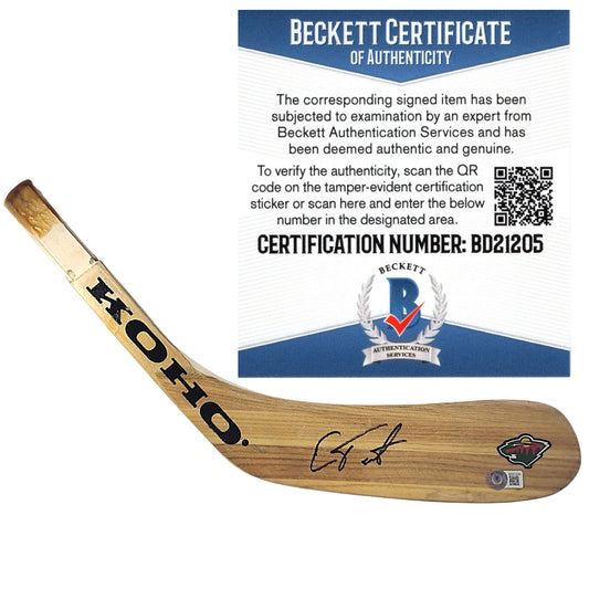 Hockey- Autographed- Cam Talbot Signed Minnesota Wild Ice Hockey Stick Blade Exact Proof Photo Beckett Authenticated 101