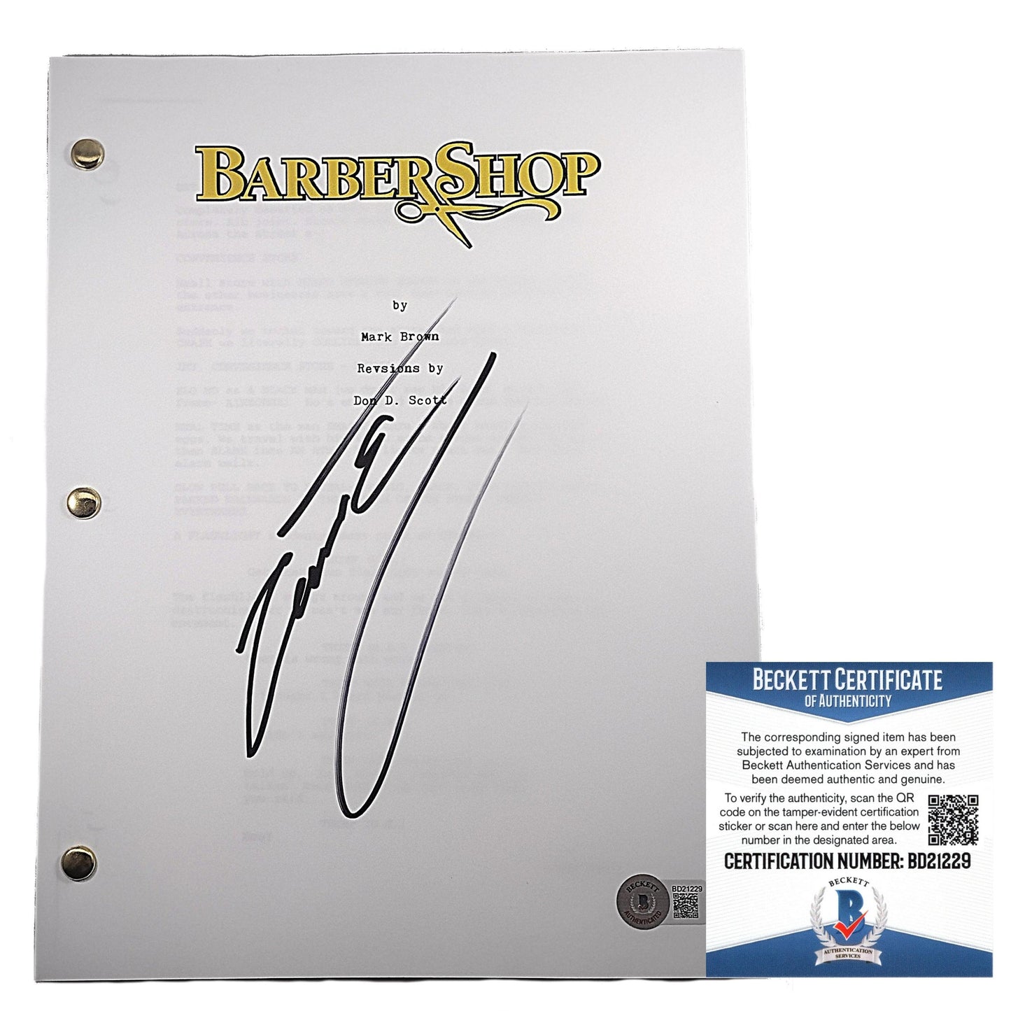 Hollywood- Autographed- Cedric The Entertainer Signed Barbershop Full Movie Script Beckett Authentication 101