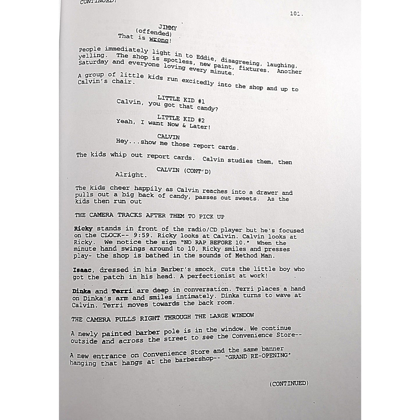 Hollywood- Autographed- Cedric The Entertainer Signed Barbershop Full Movie Script Beckett Authentication 107