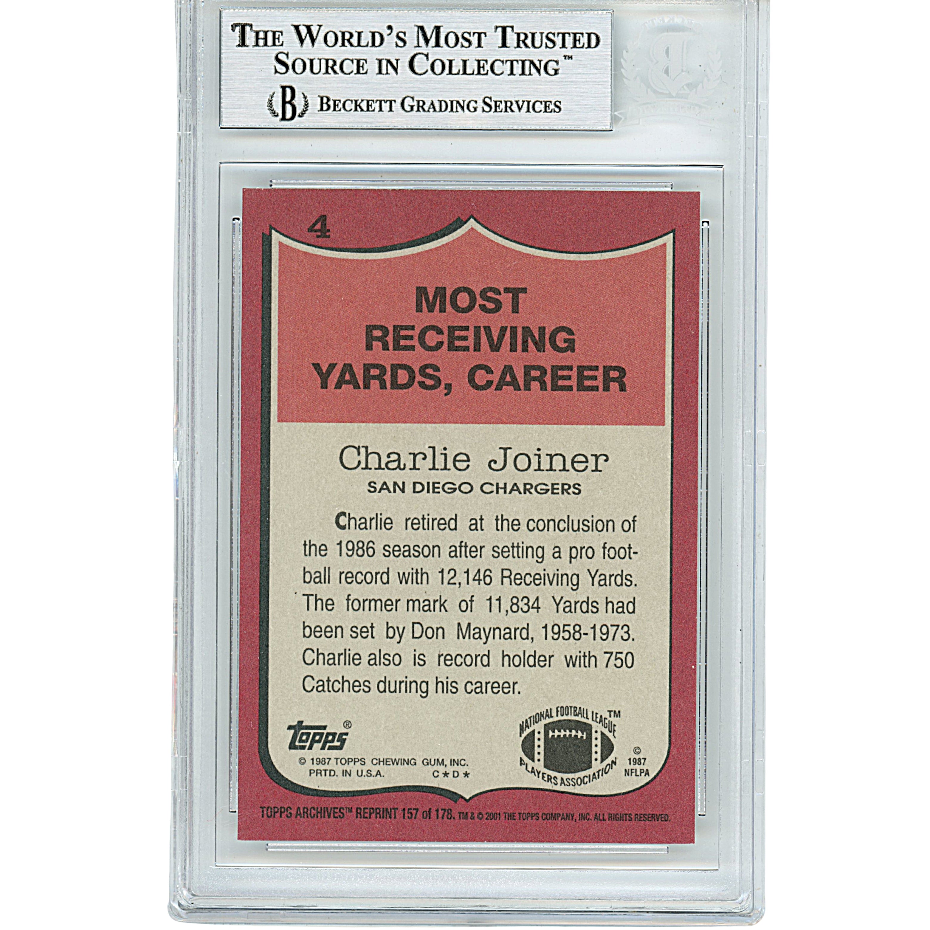 2001 Topps #157 Charlie Joiner Signed Trading Card – Beckett BAS