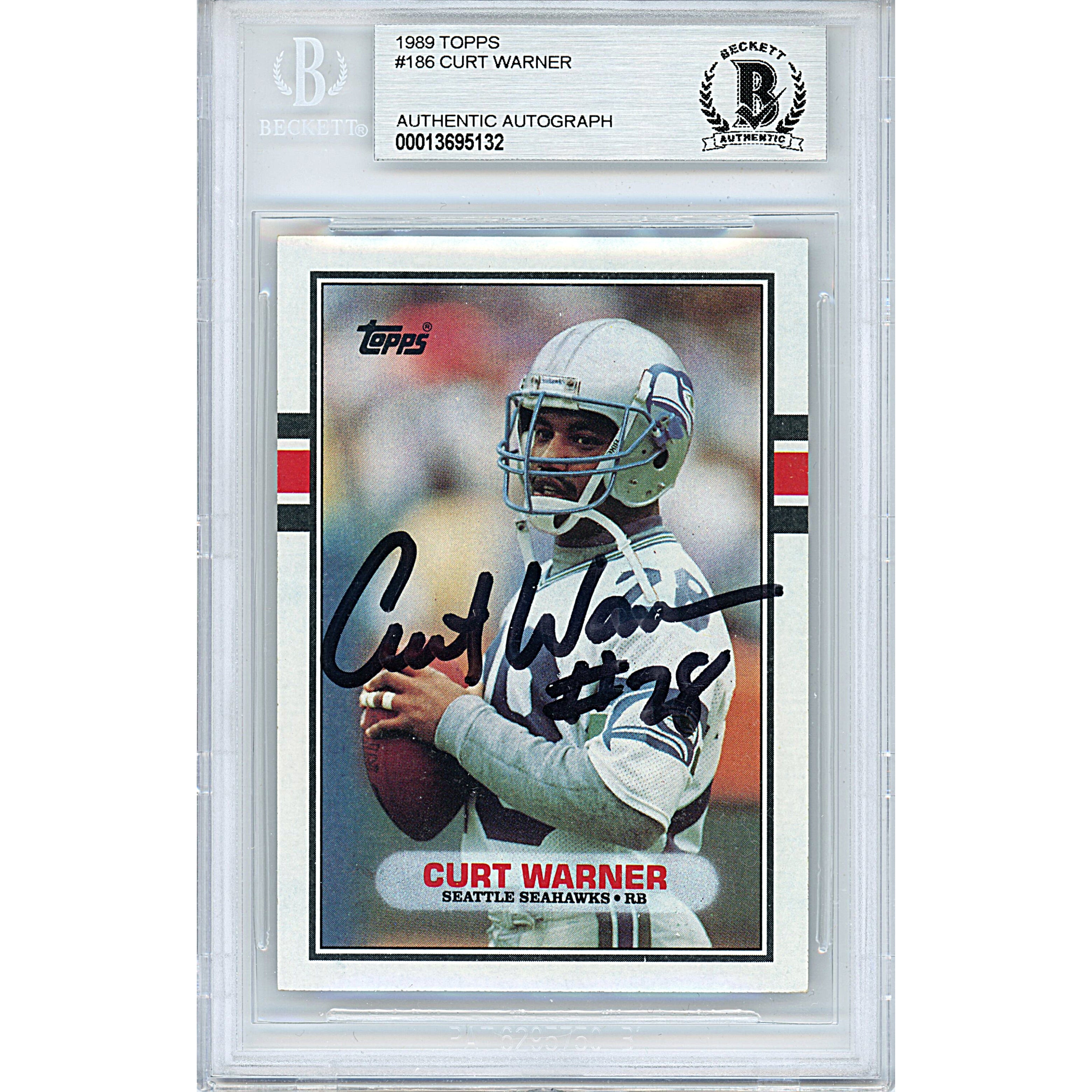 1989 Topps Curt Warner Autographed Trading Card – Beckett BAS