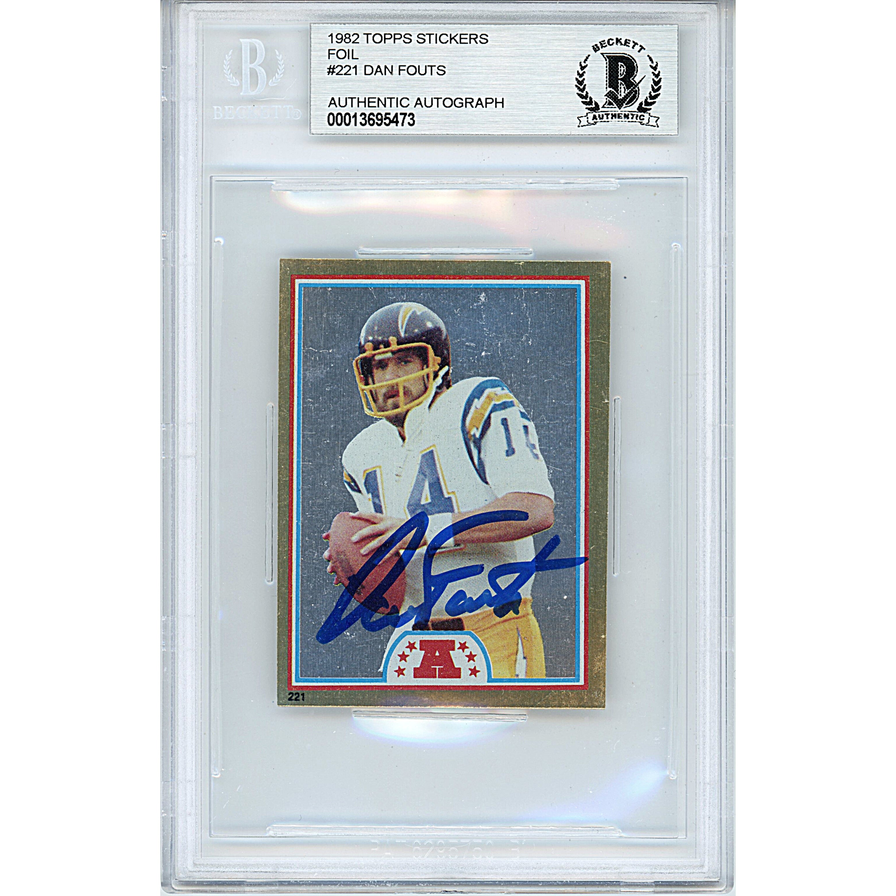 1982 Topps #14 Dan Fouts Autographed Trading Card – Beckett BAS