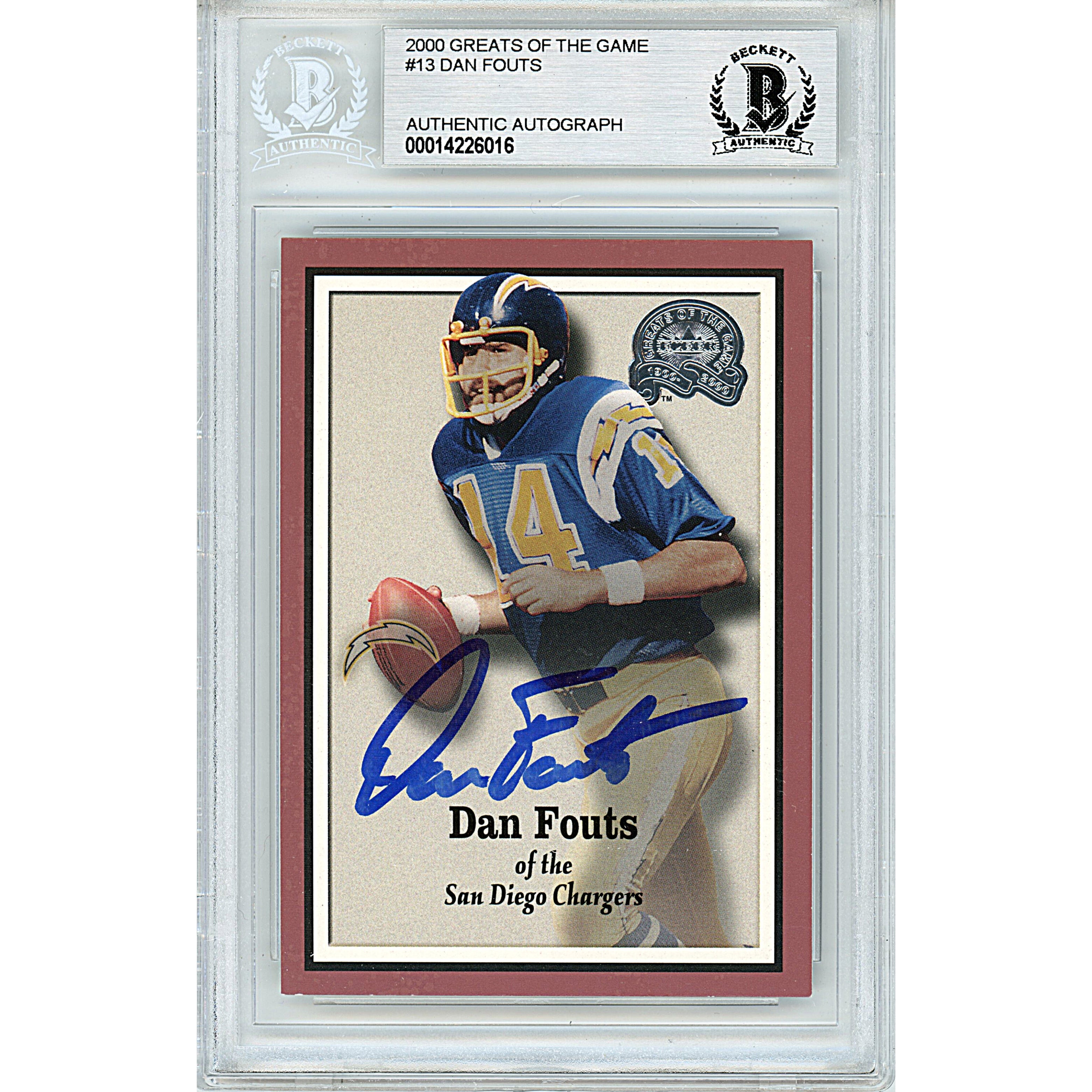 Dan Fouts Signed SD Chargers 1983 Topps Football Card Beckett Slab –  www.