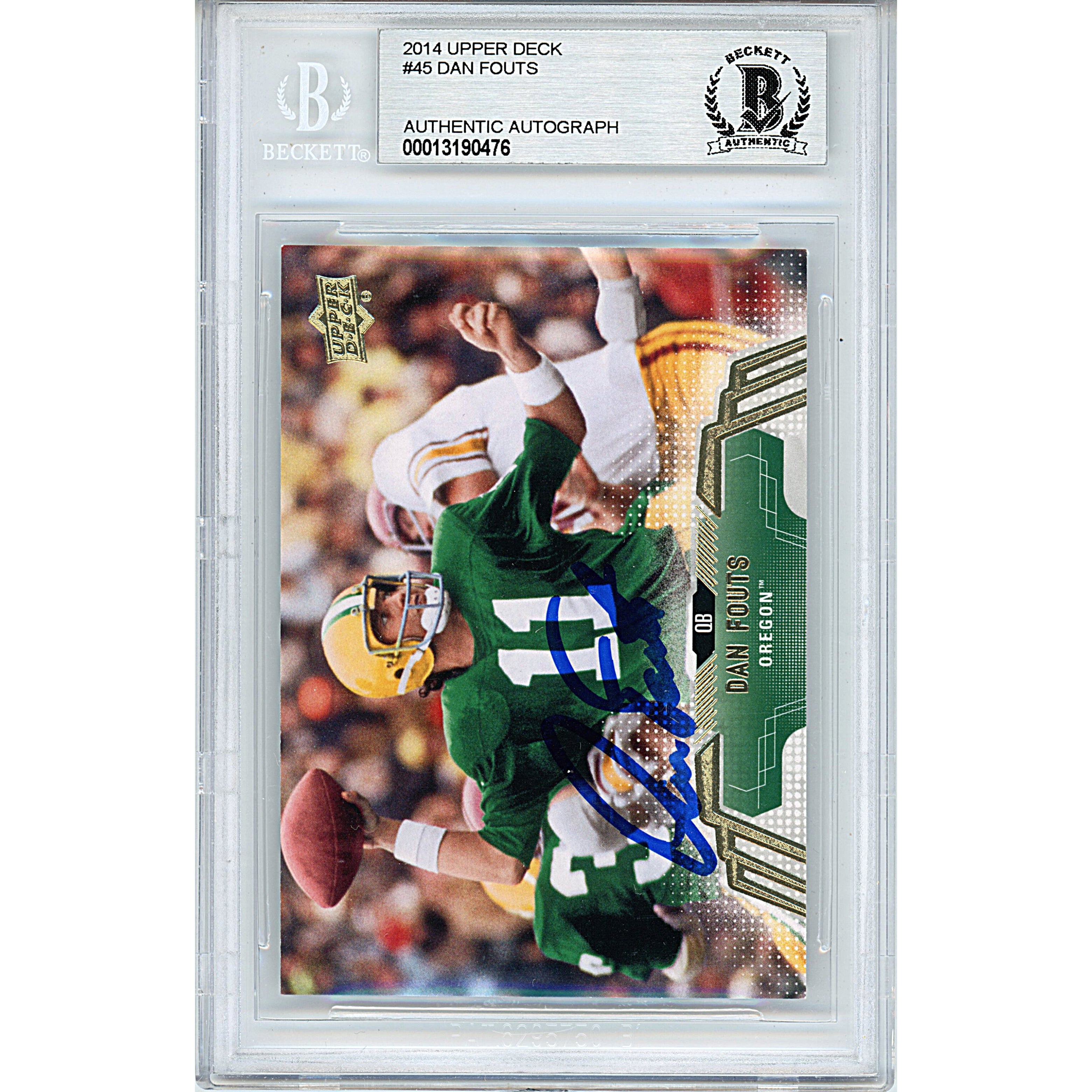 2014 Upper Deck #14 Dan Fouts Signed Trading Card – Beckett BAS