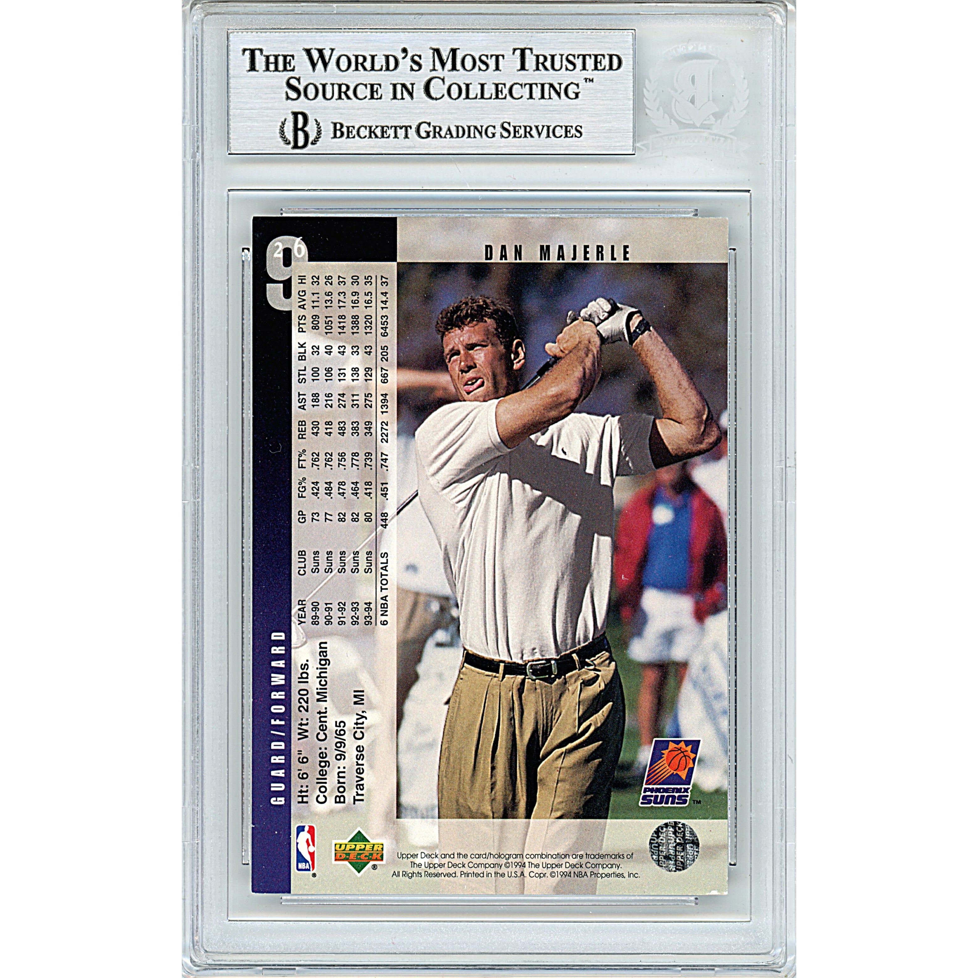 1994 Upper Deck #44 Dan Majerle Signed Trading Card – Beckett BAS