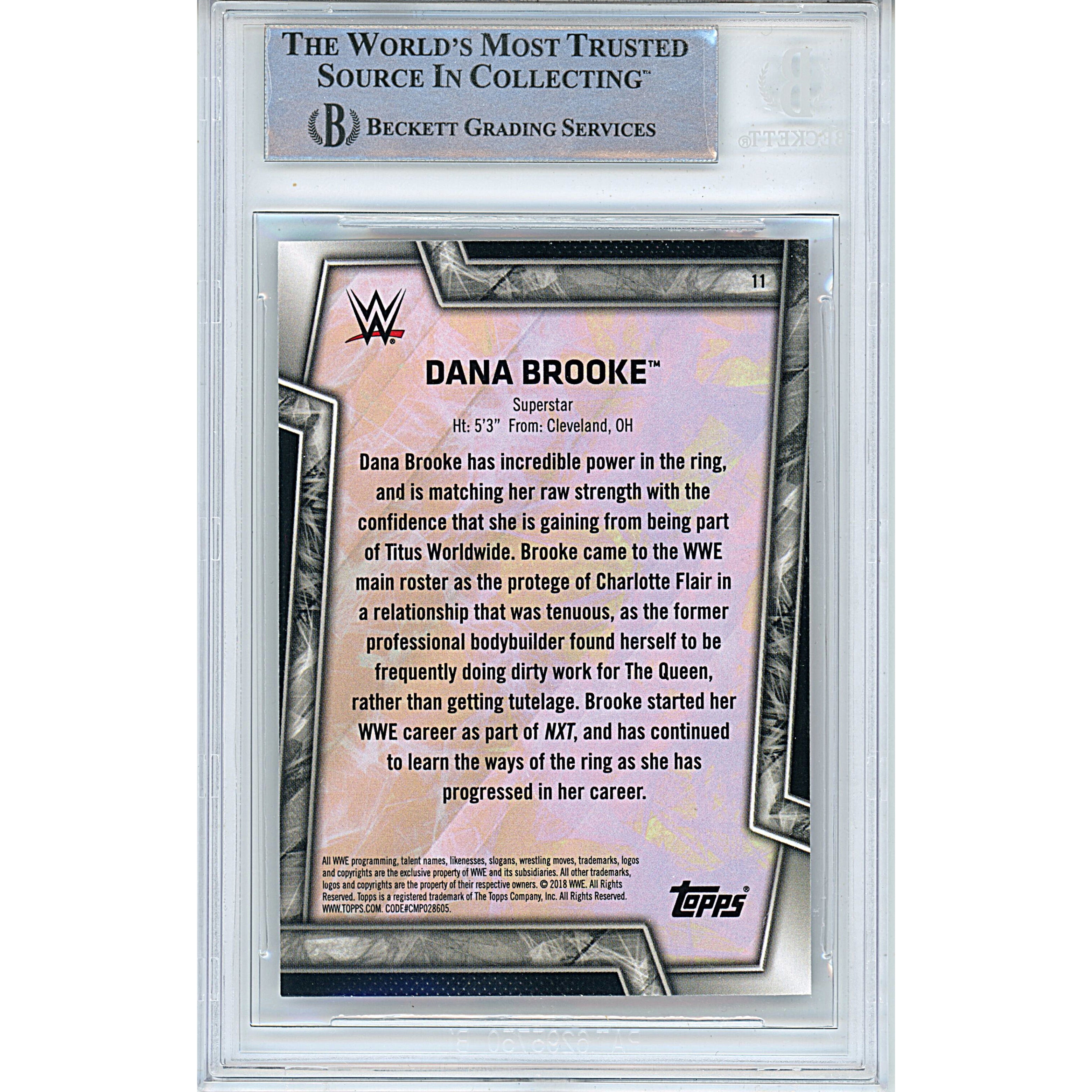2018 Topps #11 Dana Brooke Signed Trading Card – Beckett BAS