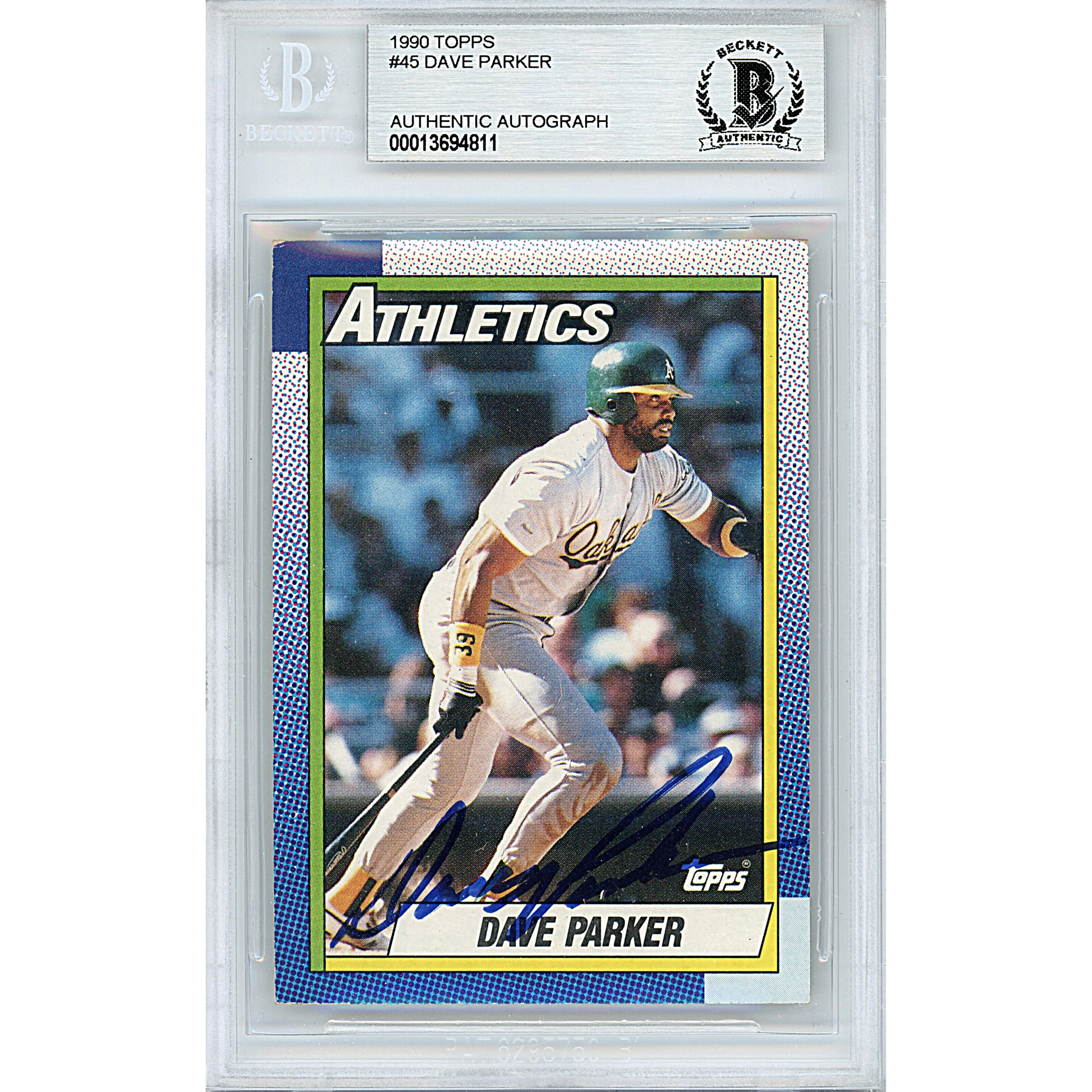 Dave Parker Autographed Oakland Athletics A's 1990 Topps Baseball Card  Beckett Slab